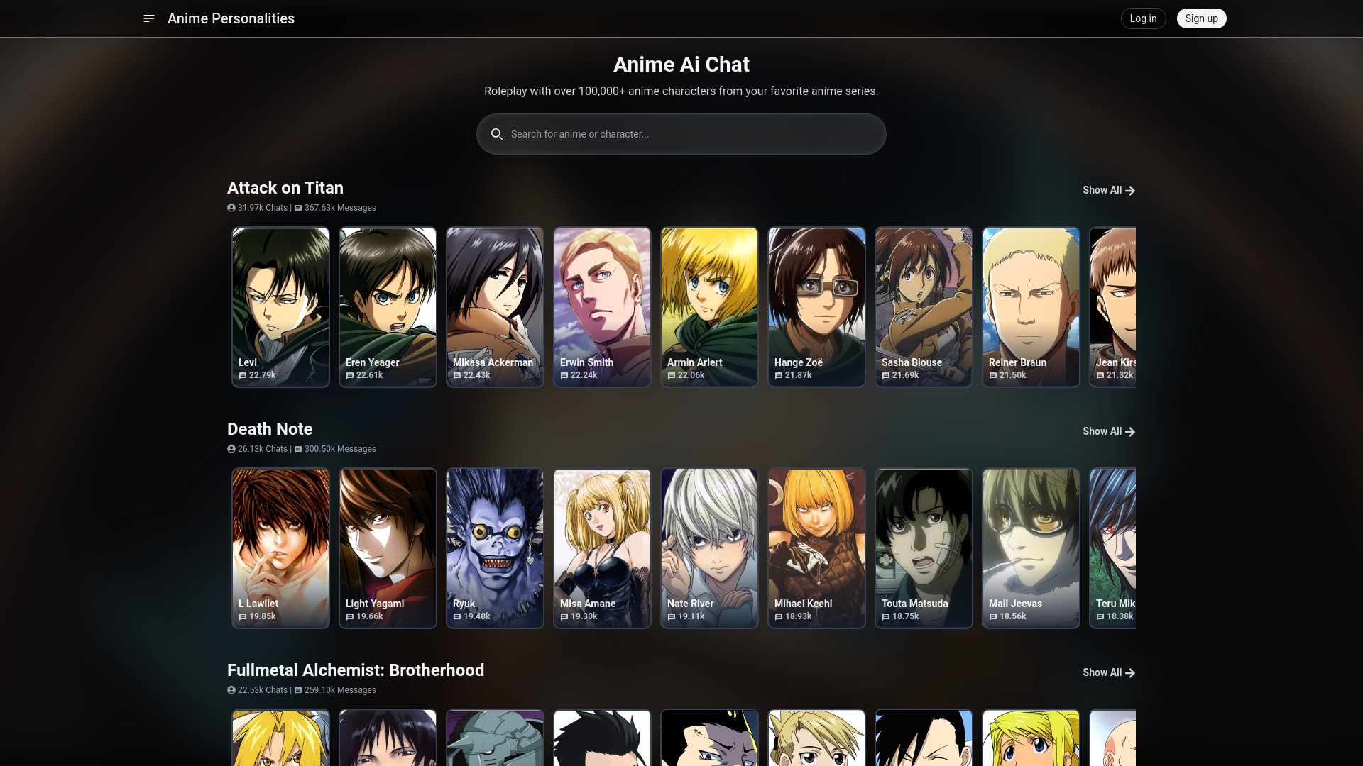 Anime Ai Chat网页截图,Anime Ai Chat网页快照