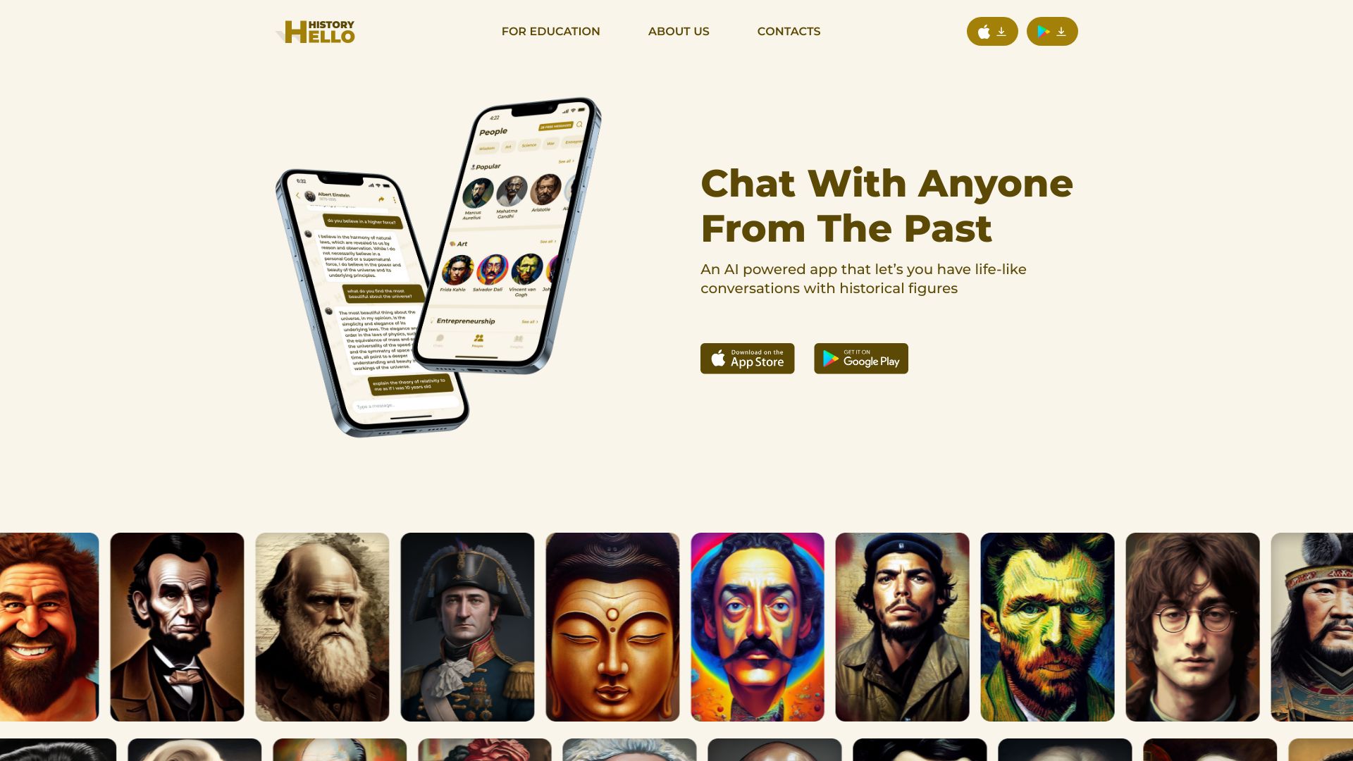 Hello History: AI ChatBot网页截图,Hello History: AI ChatBot网页快照