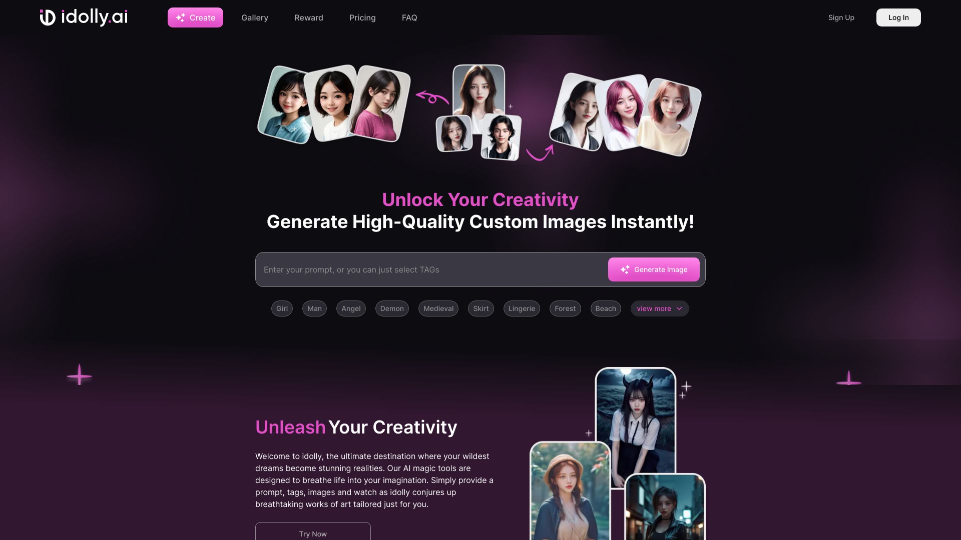 Idolly AI网页截图,Idolly AI网页快照