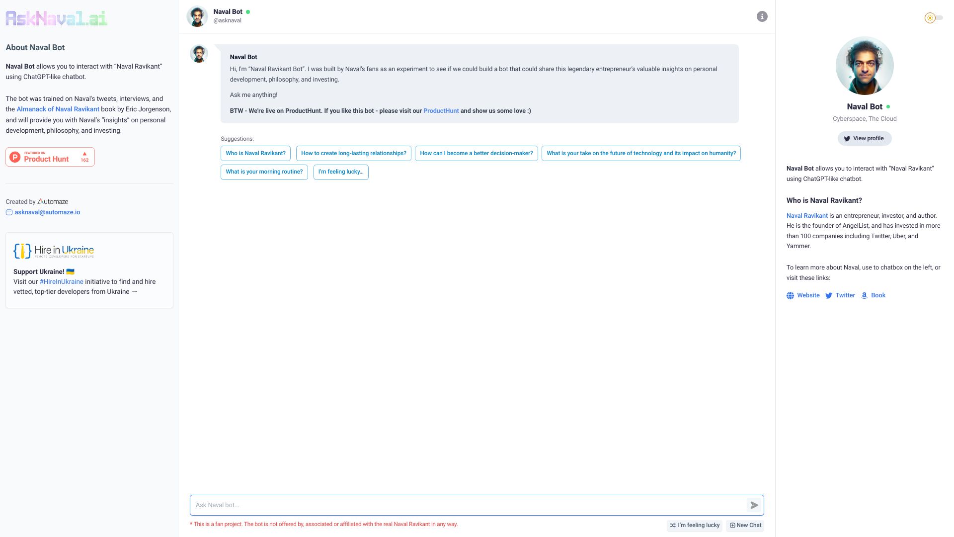 Ask Naval (AI Chatbot)网页截图,Ask Naval (AI Chatbot)网页快照