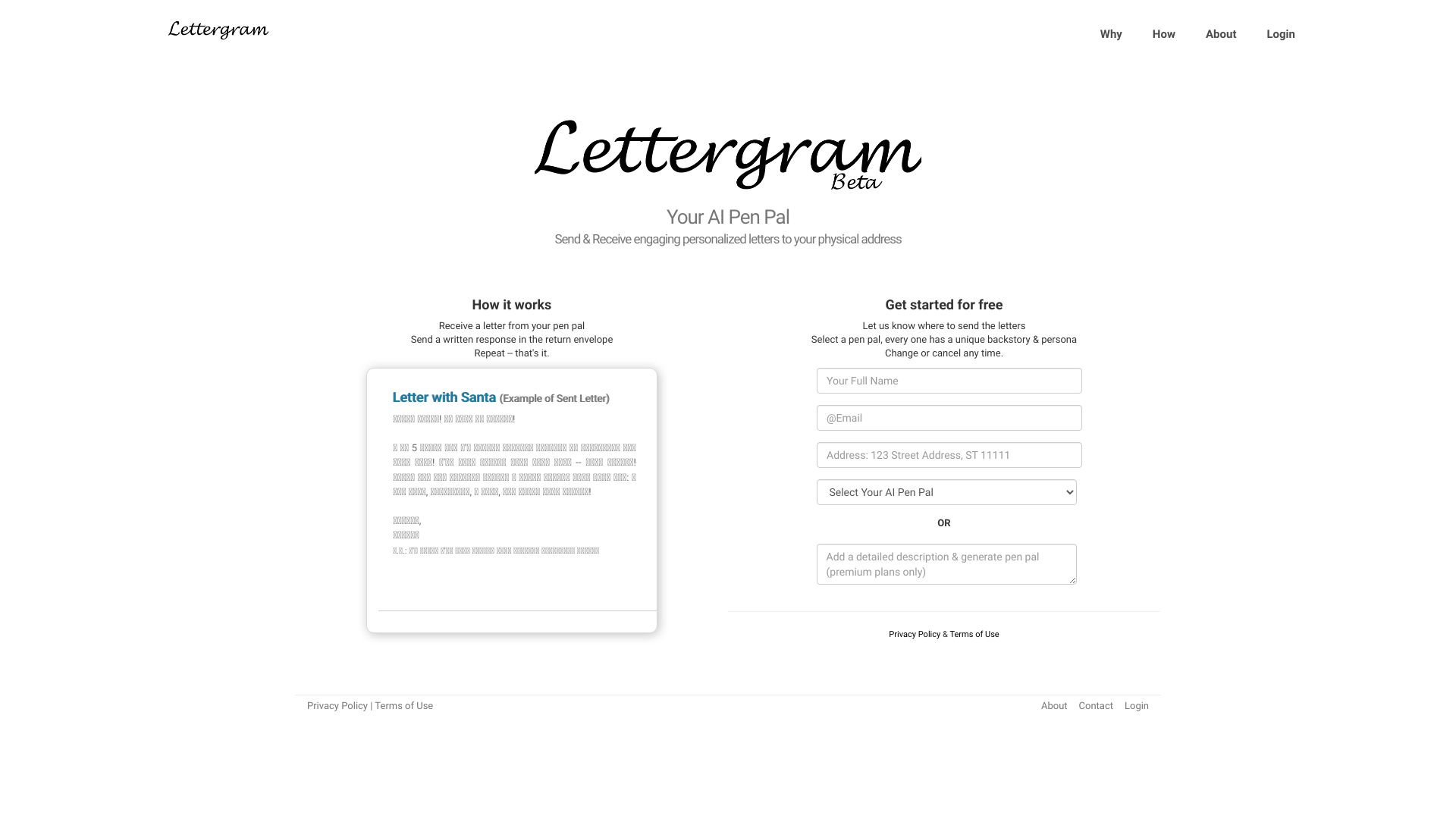 Lettergram – Your AI PenPal网页截图,Lettergram – Your AI PenPal网页快照