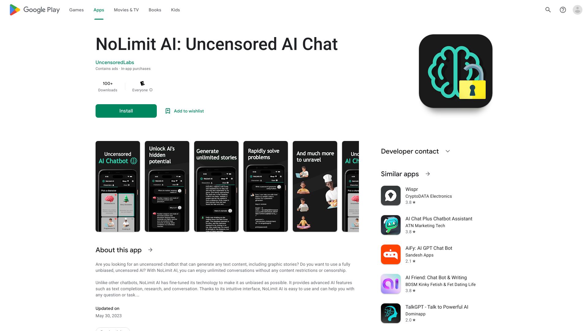 NoLimit AI : Uncensored AI Chat网页截图,NoLimit AI : Uncensored AI Chat网页快照