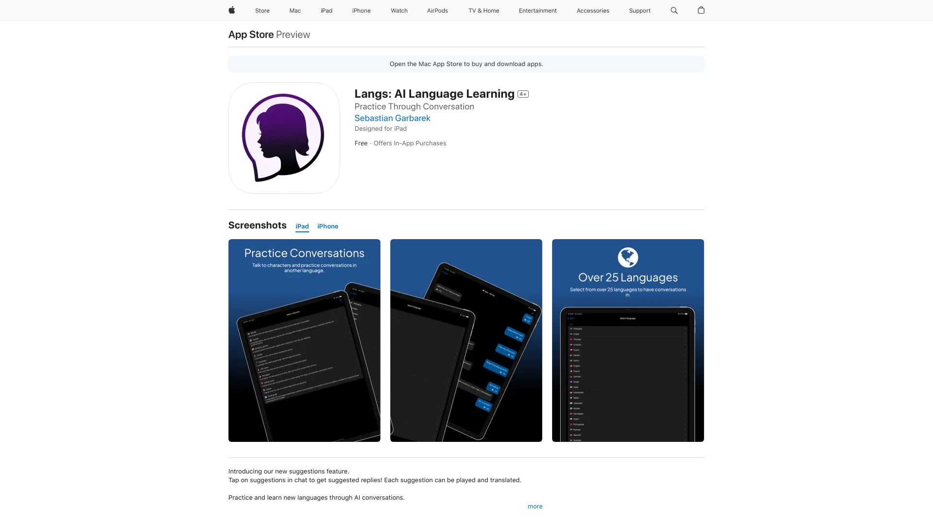 Langs: AI Language Learning网页截图,Langs: AI Language Learning网页快照