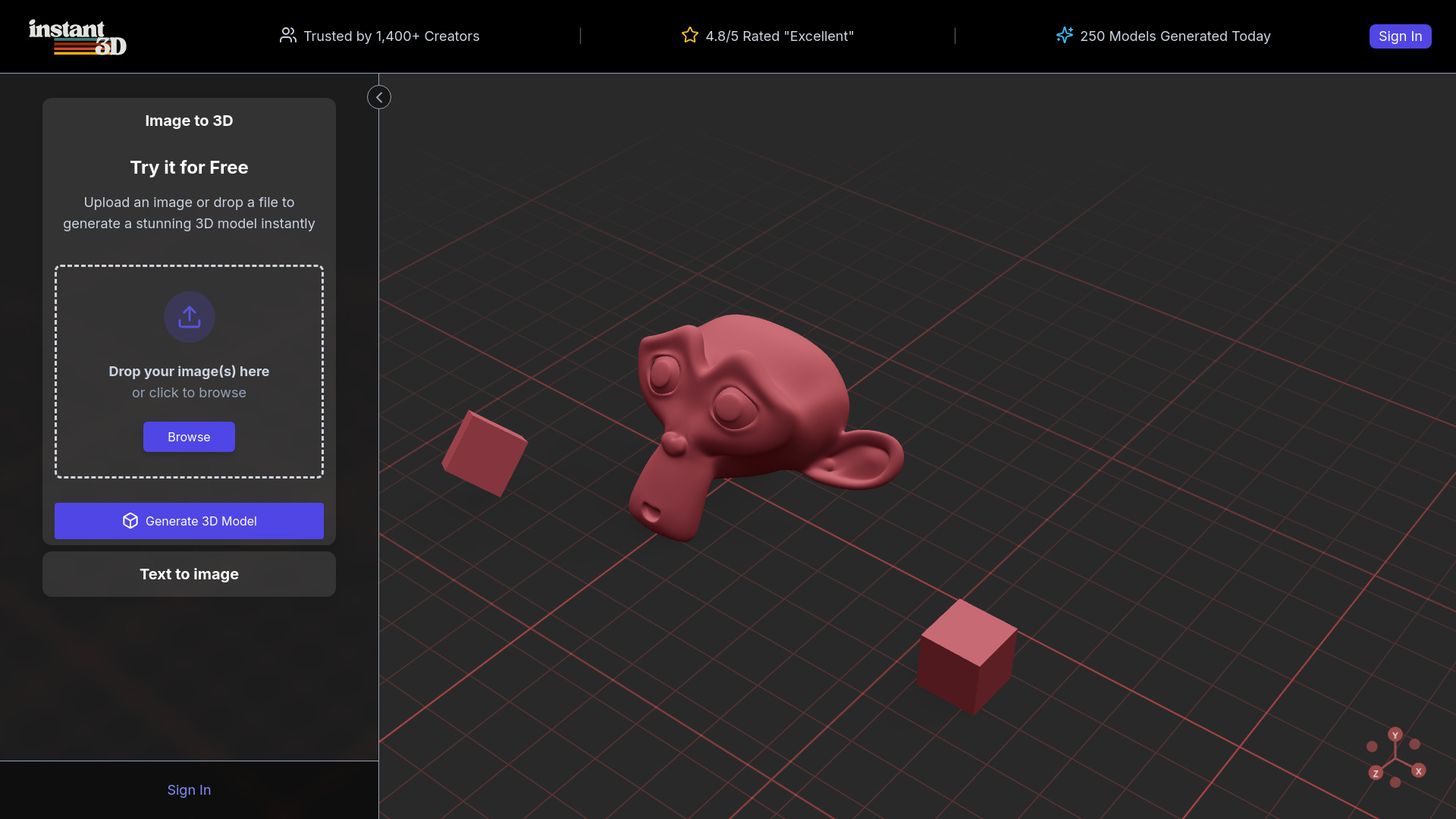 Instant3d.ai网页截图,Instant3d.ai网页快照