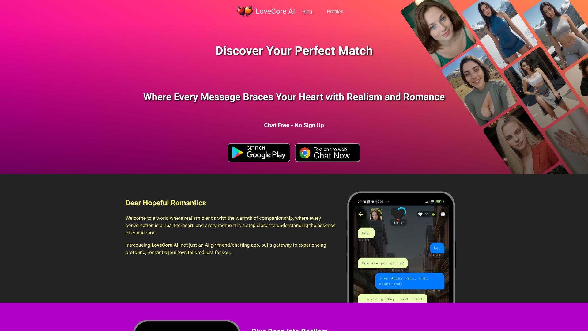 LoveCore AI网页截图,LoveCore AI网页快照