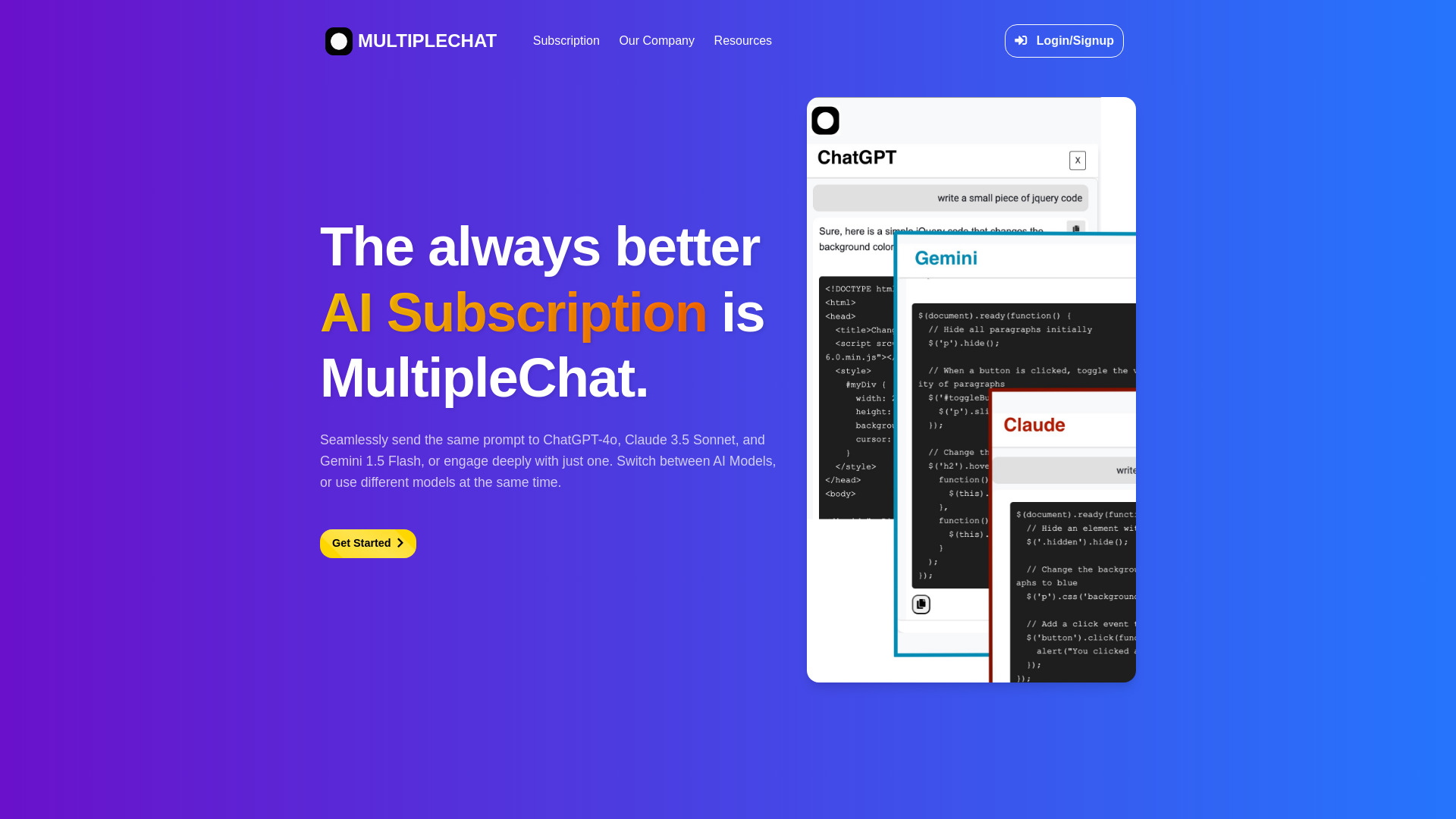MultipleChat – Compare AI Responses网页截图,MultipleChat – Compare AI Responses网页快照
