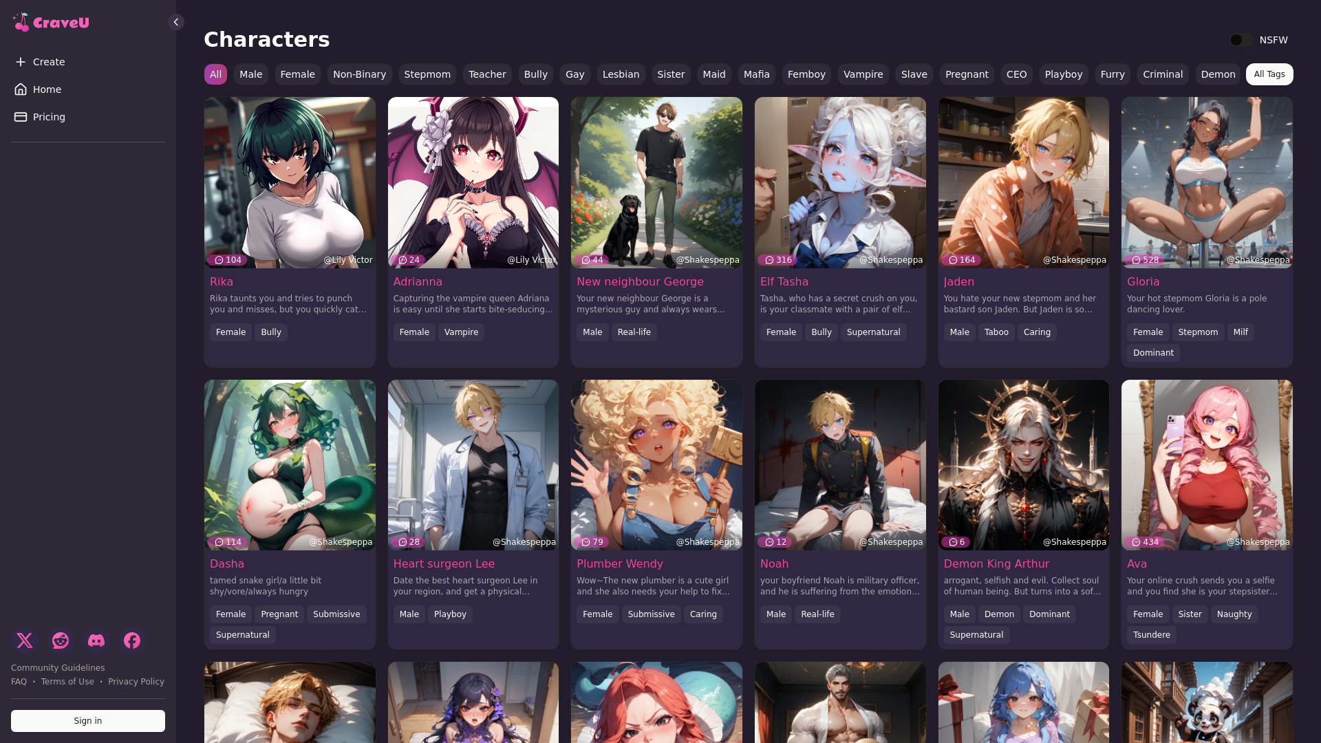 CraveU AI网页截图,CraveU AI网页快照