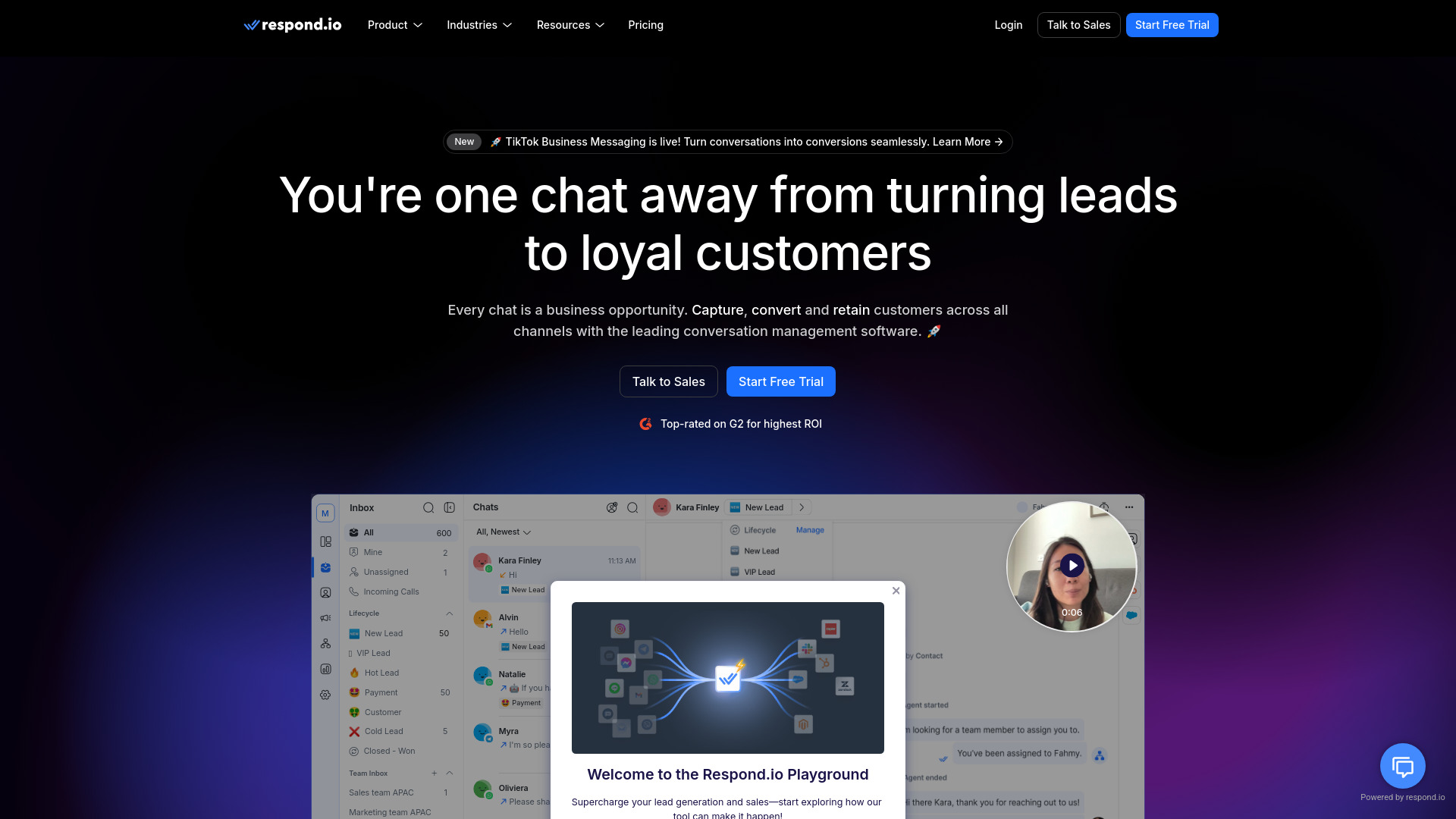 Respond.io网页截图,Respond.io网页快照