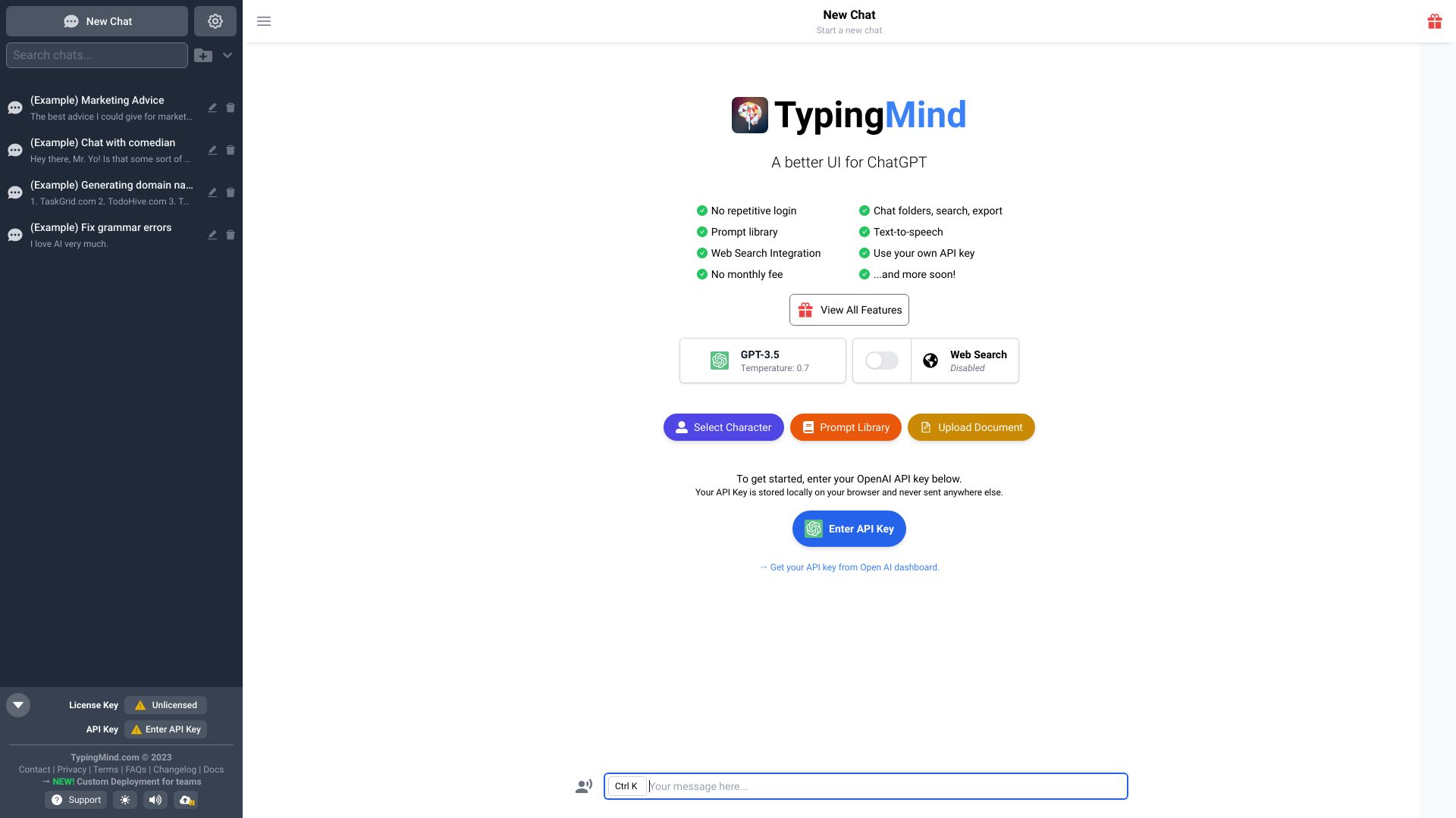 Typing Mind网页截图,Typing Mind网页快照