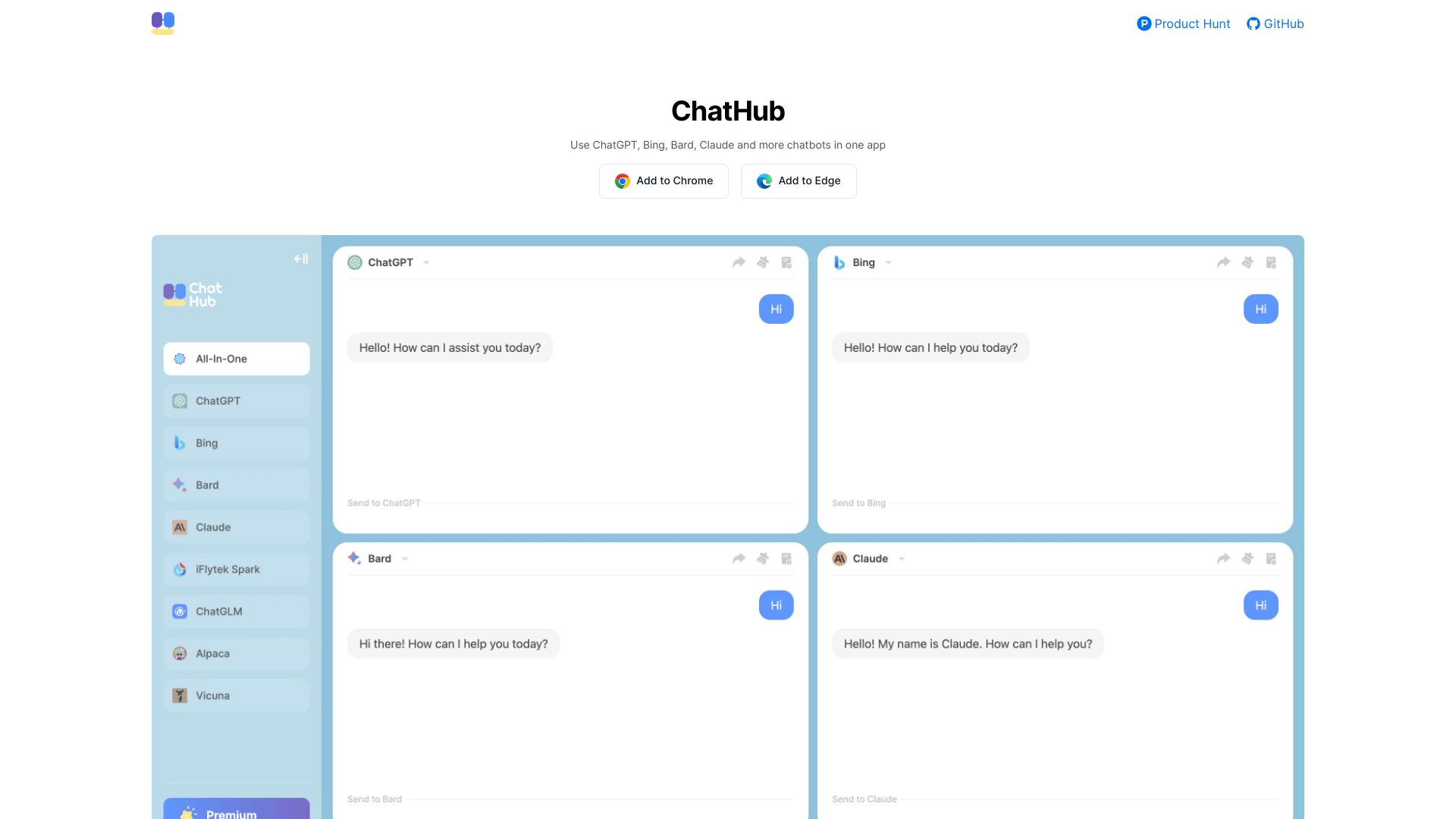 ChatHub网页截图,ChatHub网页快照