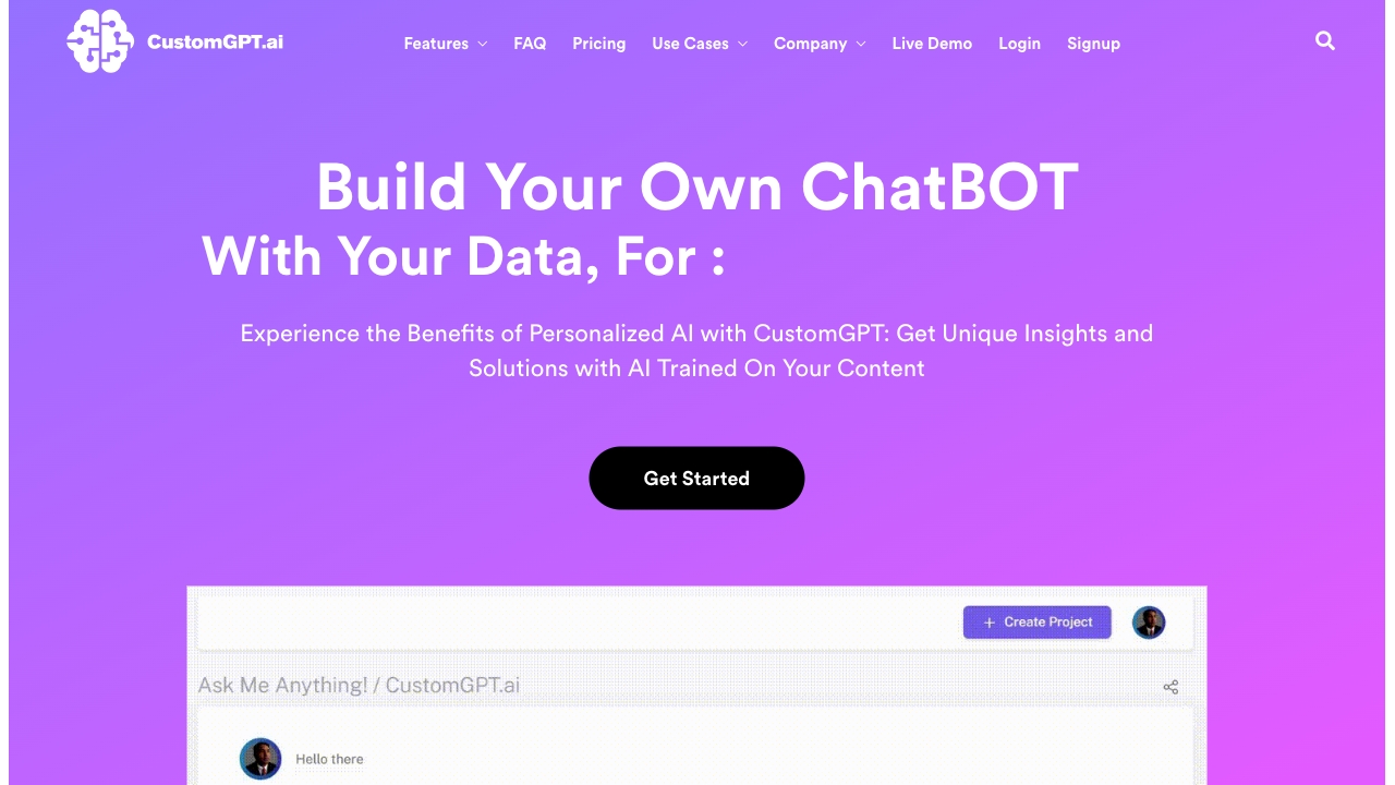 CustomGPT网页截图,CustomGPT网页快照