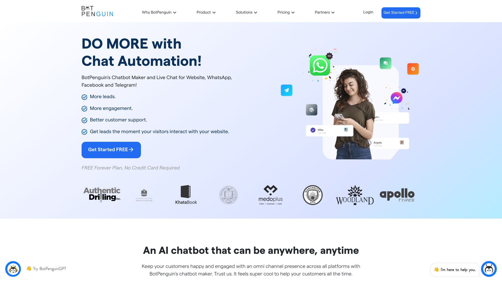 BotPenguin Chatbot网页截图,BotPenguin Chatbot网页快照