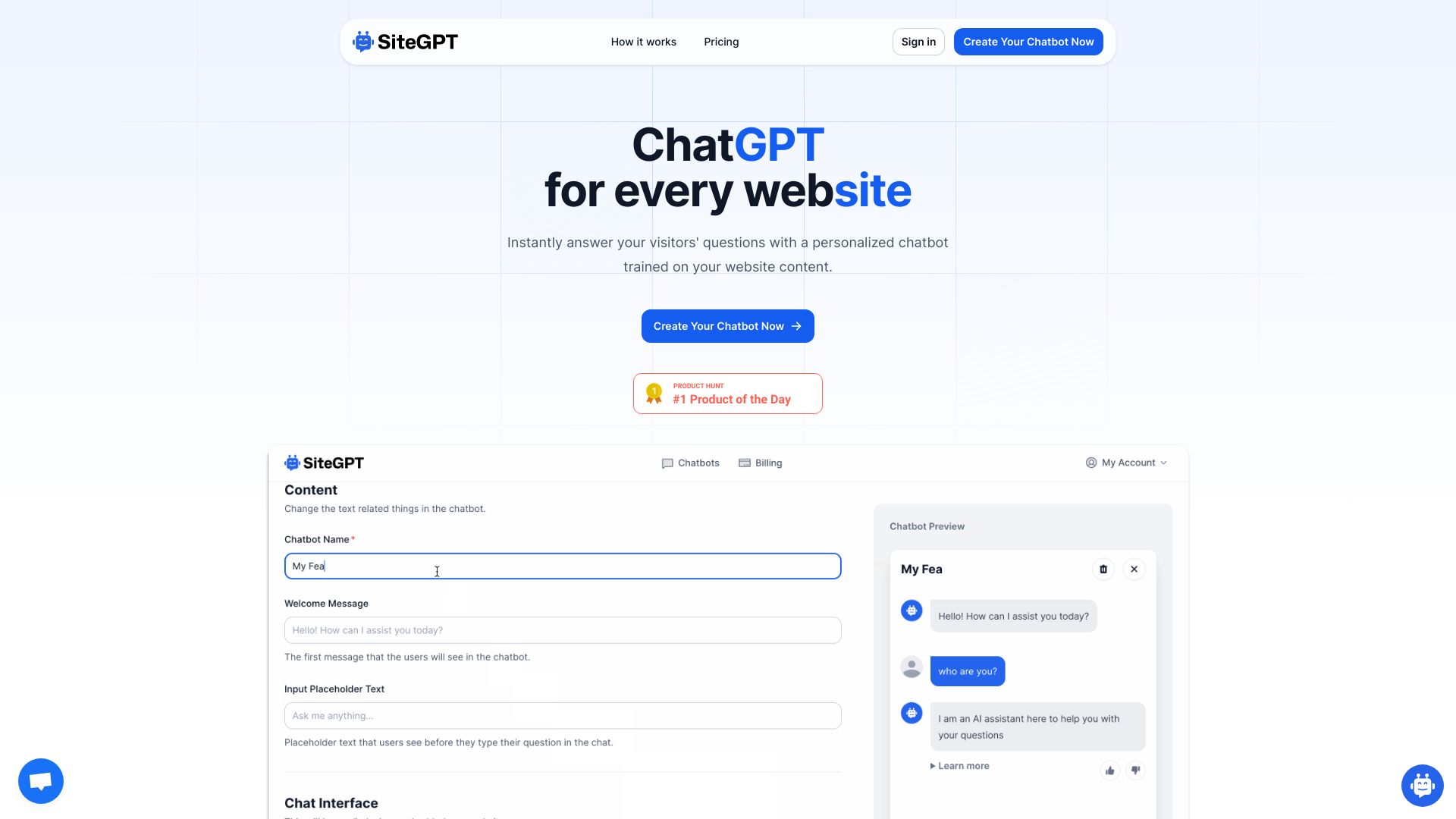 SiteGPT网页截图,SiteGPT网页快照