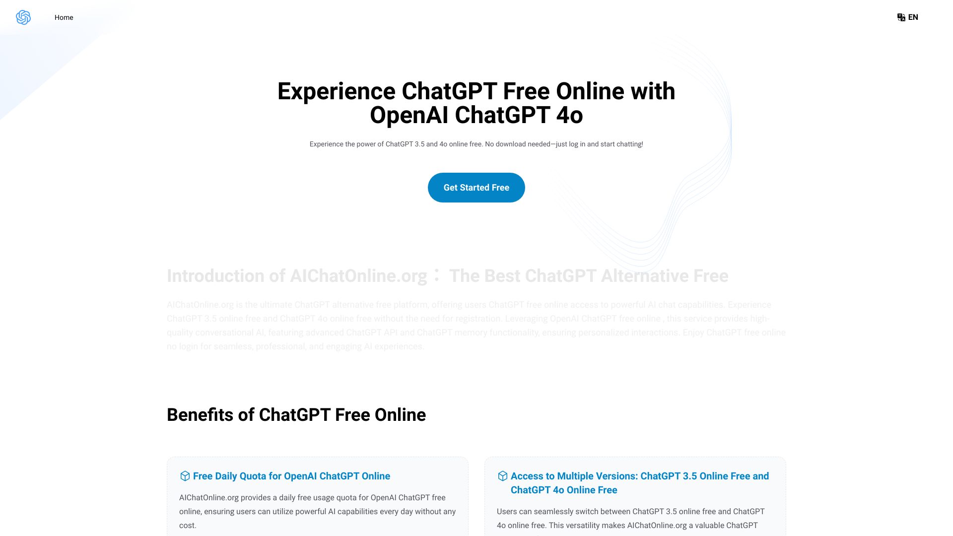 Experience ChatGPT Free Online with OpenAI ChatGPT 4o网页截图,Experience ChatGPT Free Online with OpenAI ChatGPT 4o网页快照