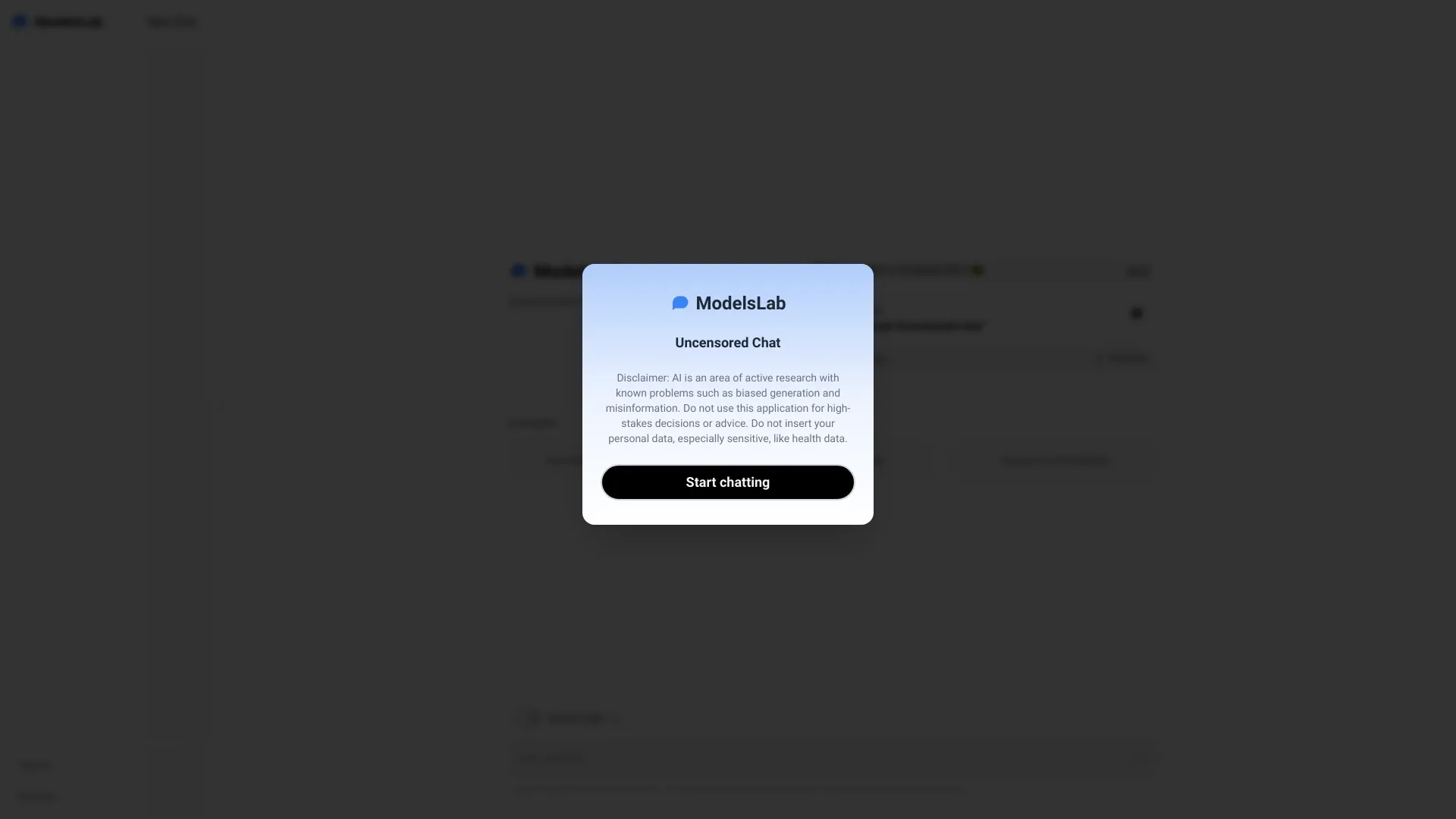 Uncensored Chat by ModelsLab网页截图,Uncensored Chat by ModelsLab网页快照