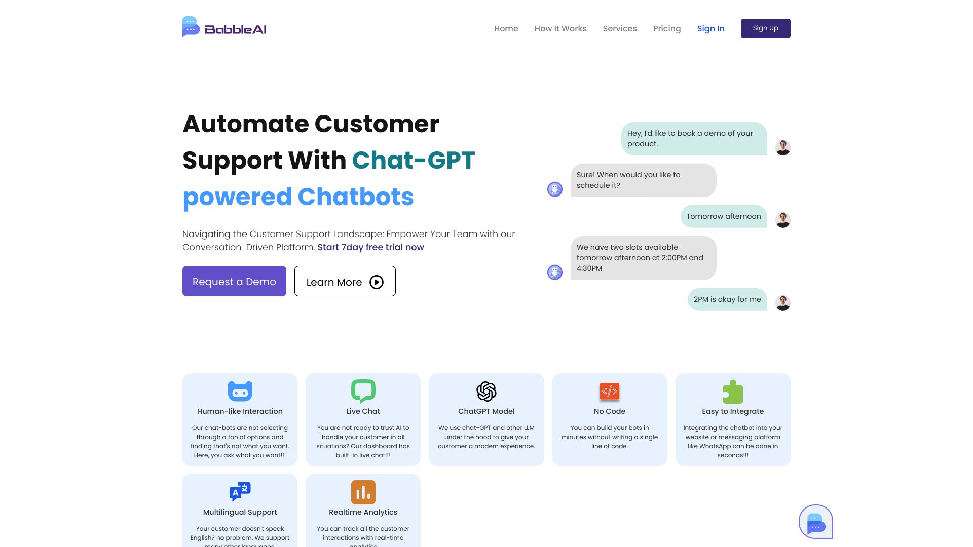 Babble AI | chat-GPT based Chatbots网页截图,Babble AI | chat-GPT based Chatbots网页快照