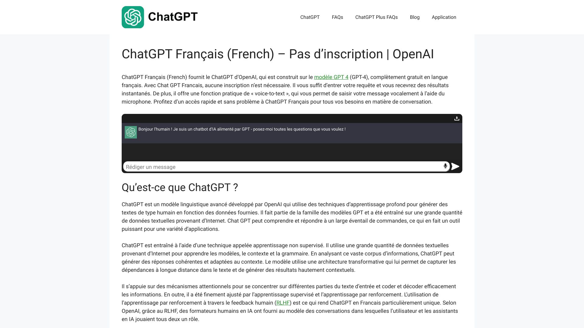 ChatGPT Français (French)网页截图,ChatGPT Français (French)网页快照