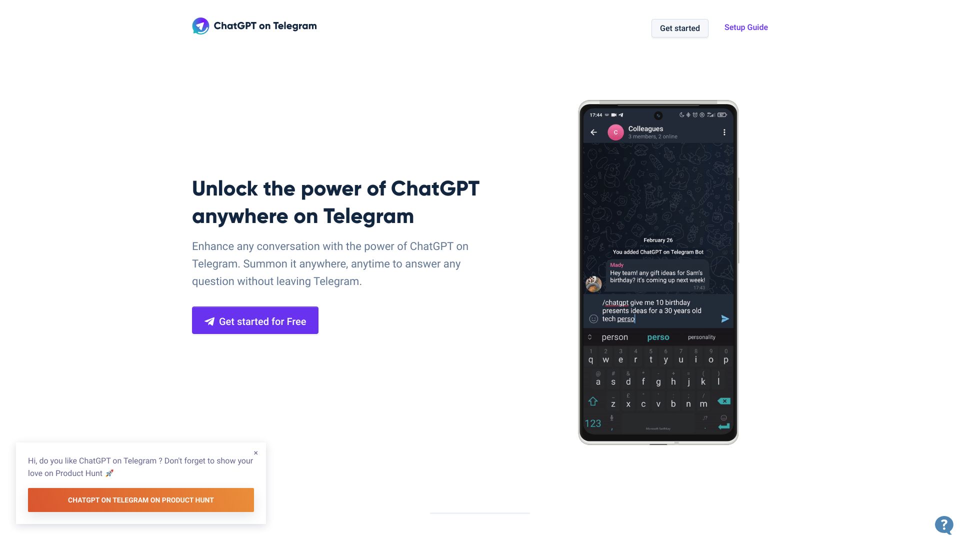 ChatGPT on Telegram网页截图,ChatGPT on Telegram网页快照