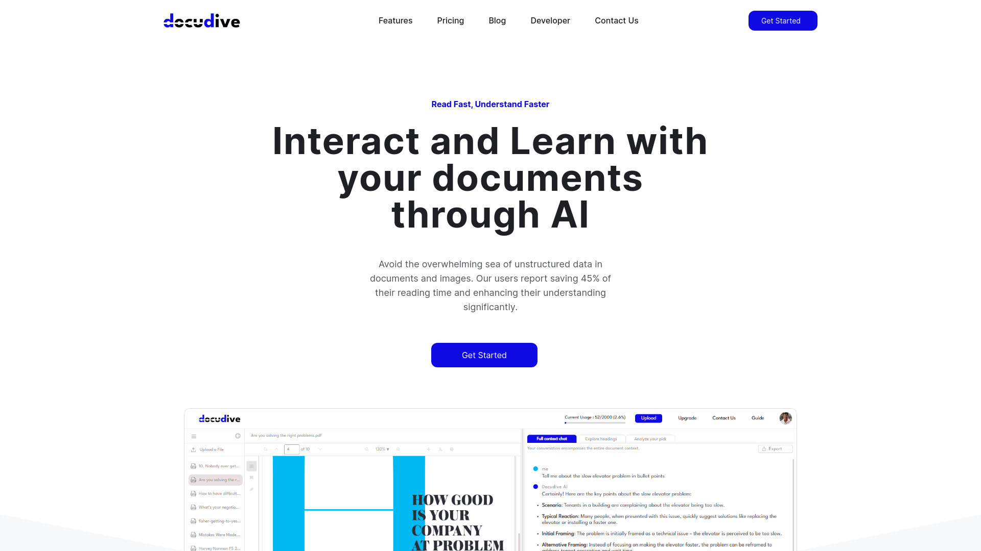 DocuDive网页截图,DocuDive网页快照