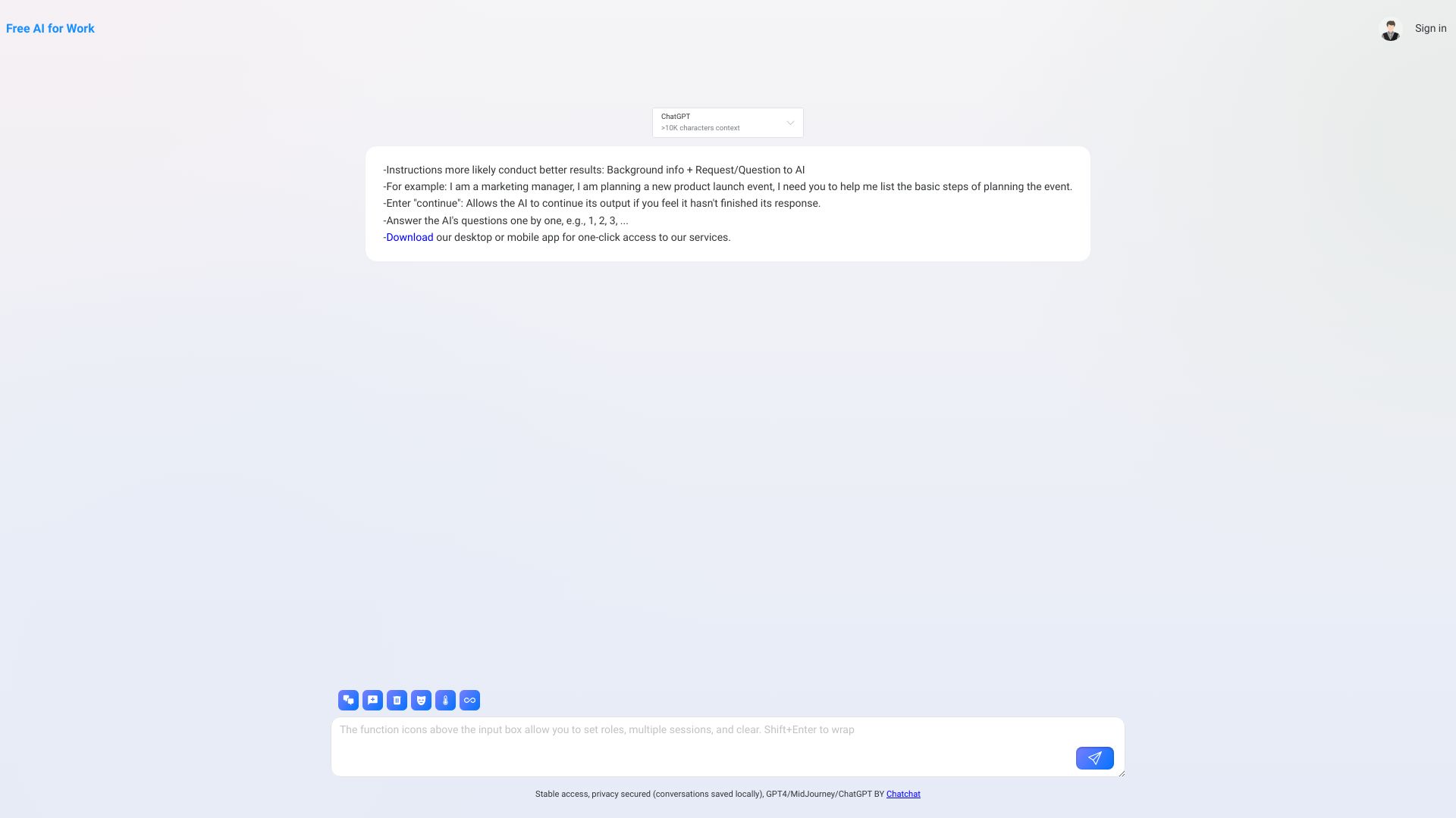 Free AI for Work网页截图,Free AI for Work网页快照