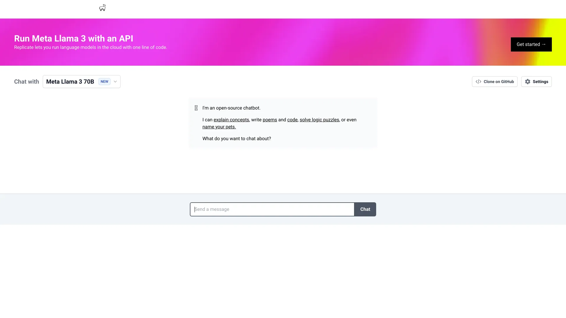 Chat with Meta Llama 3网页截图,Chat with Meta Llama 3网页快照