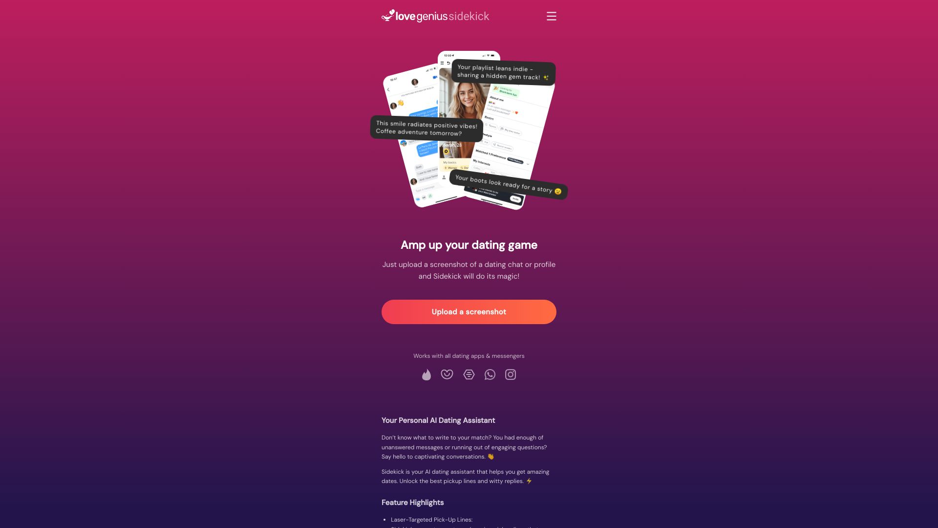 LoveGenius Sidekick网页截图,LoveGenius Sidekick网页快照