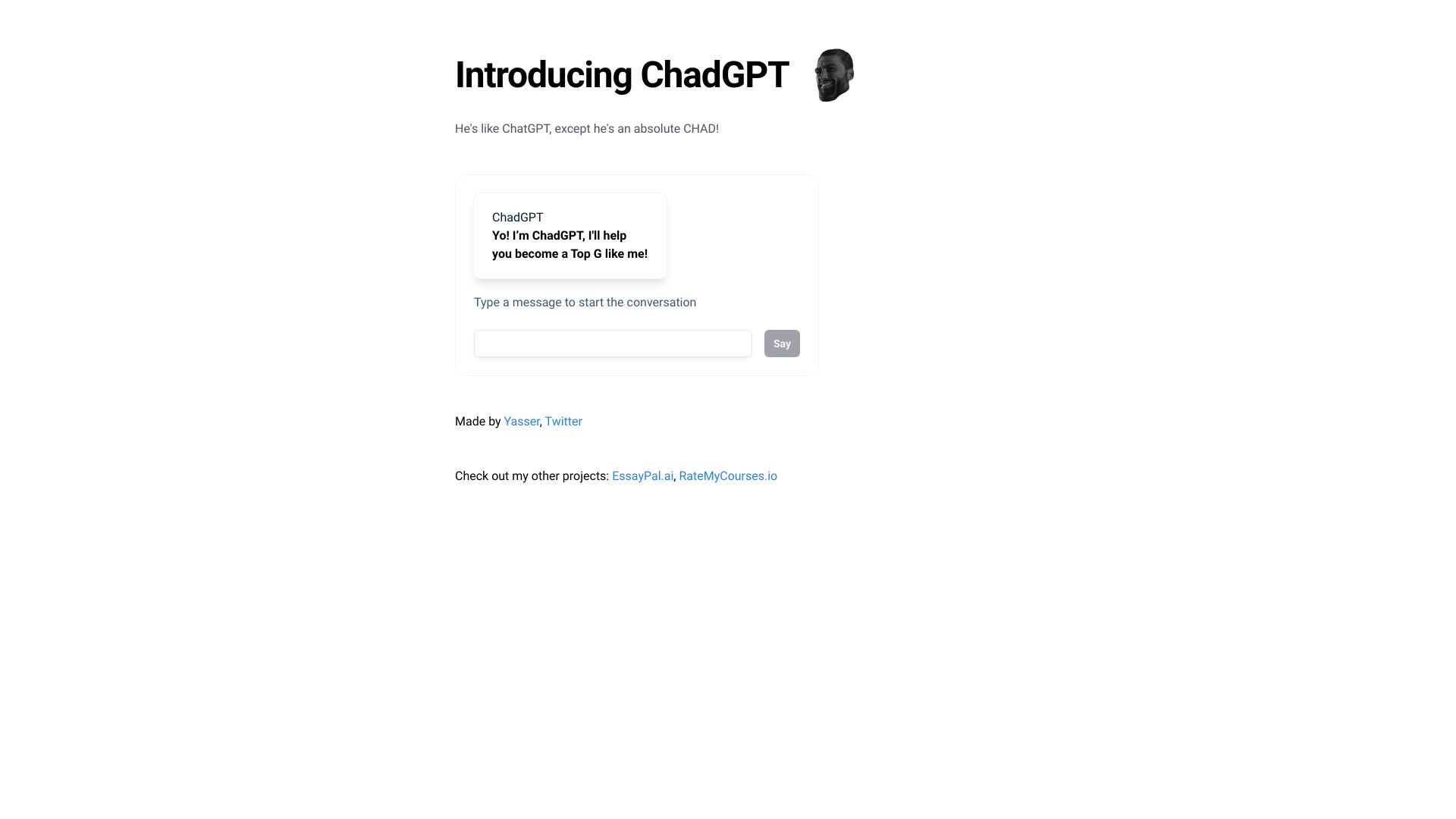 ChadGPT网页截图,ChadGPT网页快照