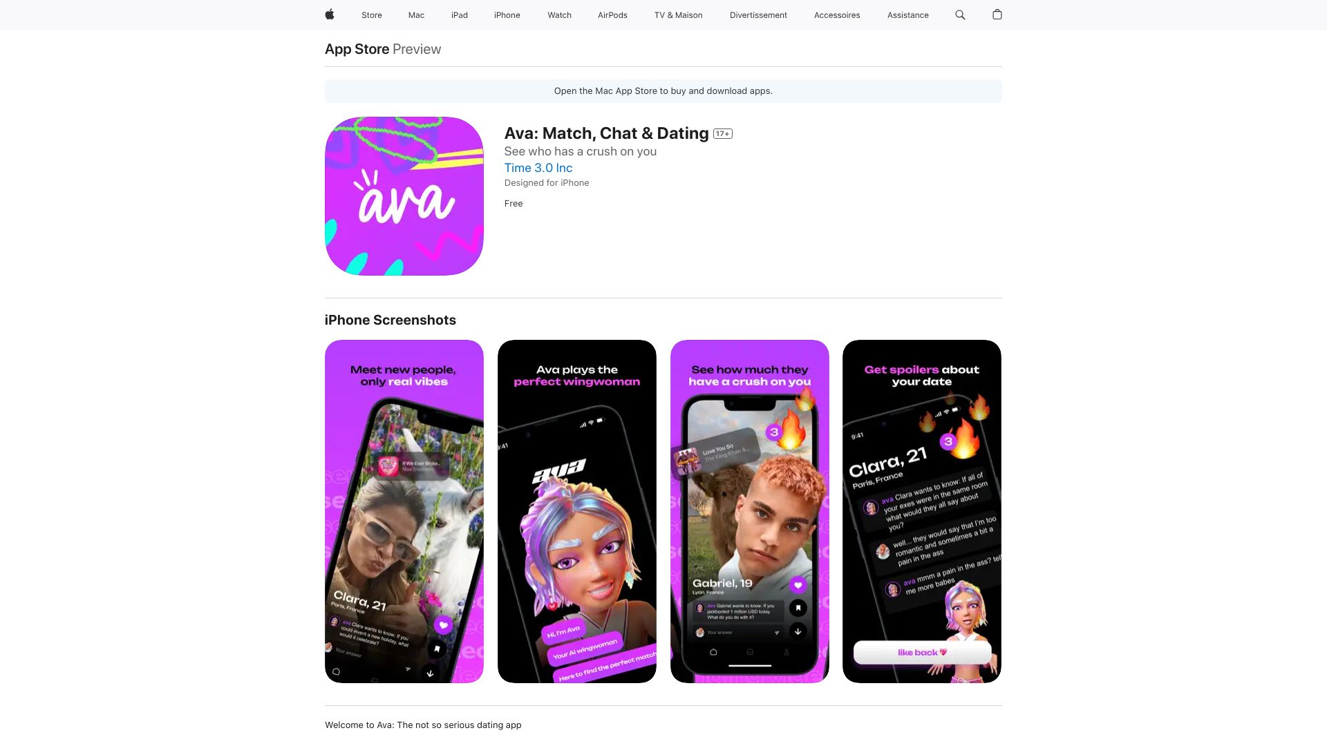AVA – AI-powered dating网页截图,AVA – AI-powered dating网页快照