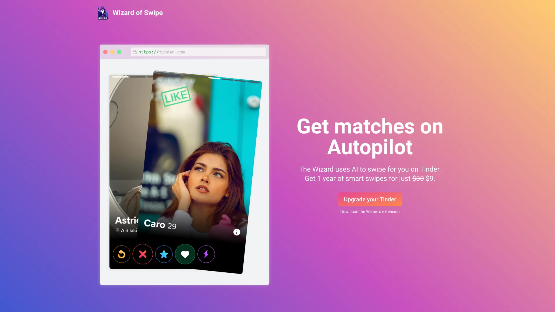 Wizard of Swipe for Tinder网页截图,Wizard of Swipe for Tinder网页快照
