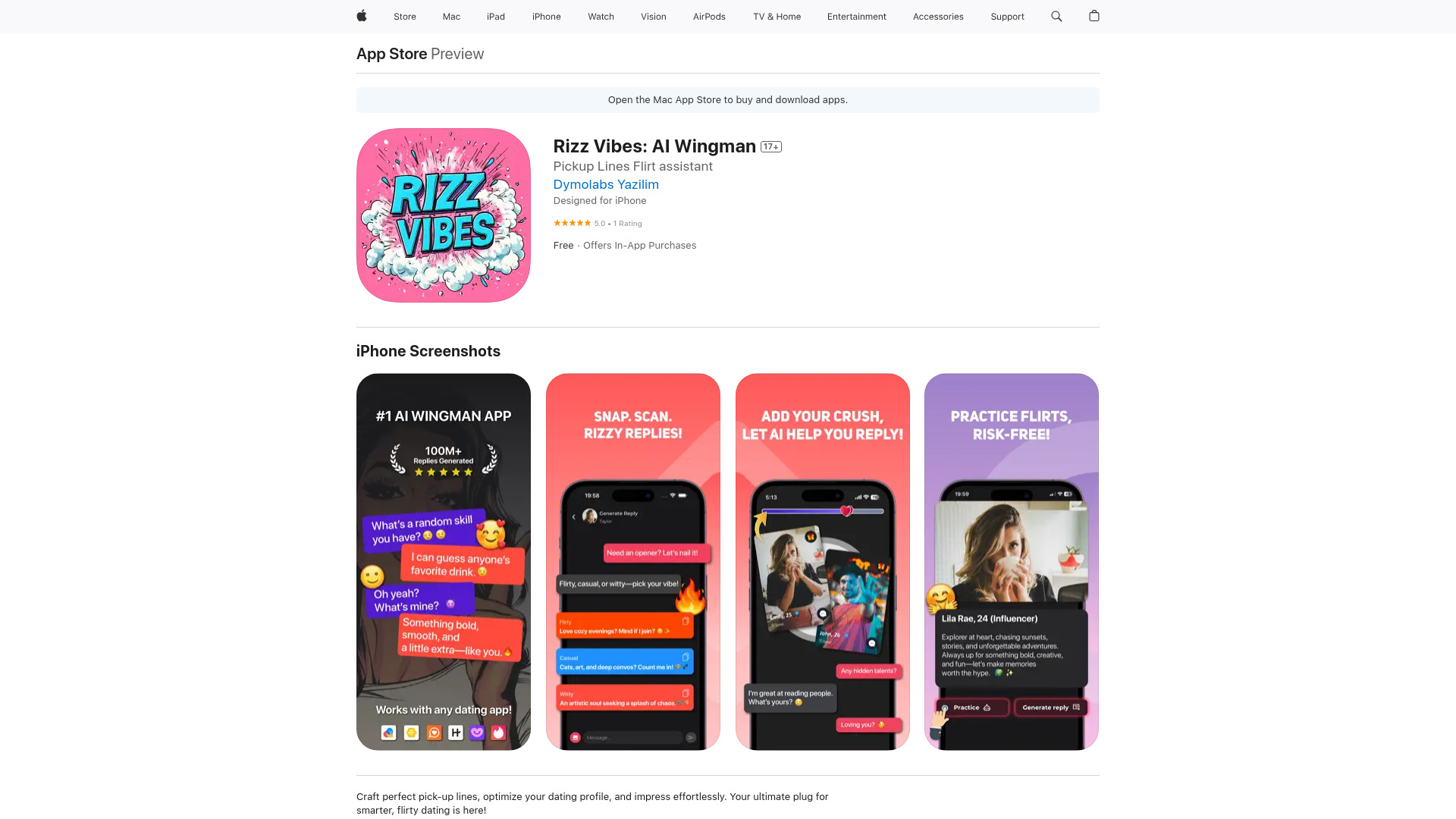 Rizz Vibes: AI Wingman网页截图,Rizz Vibes: AI Wingman网页快照