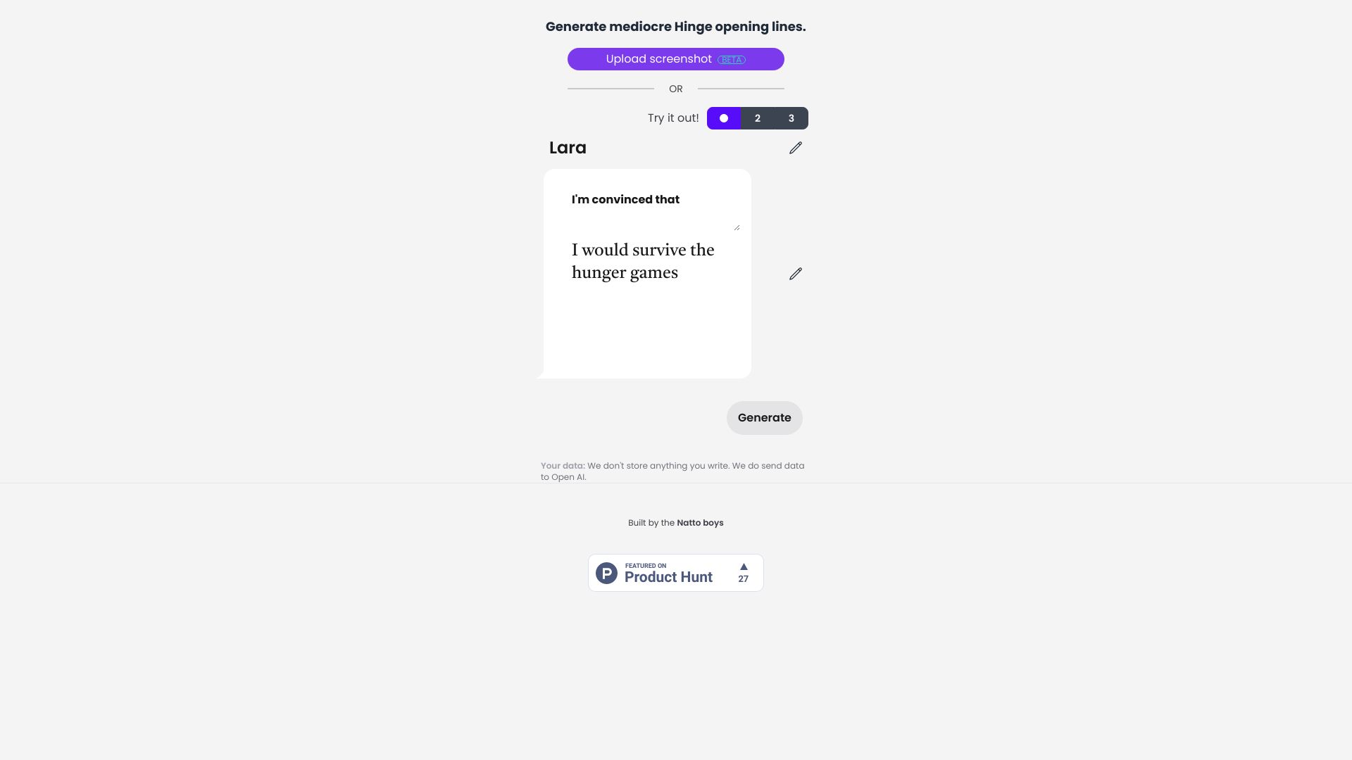 HingeGPT网页截图,HingeGPT网页快照