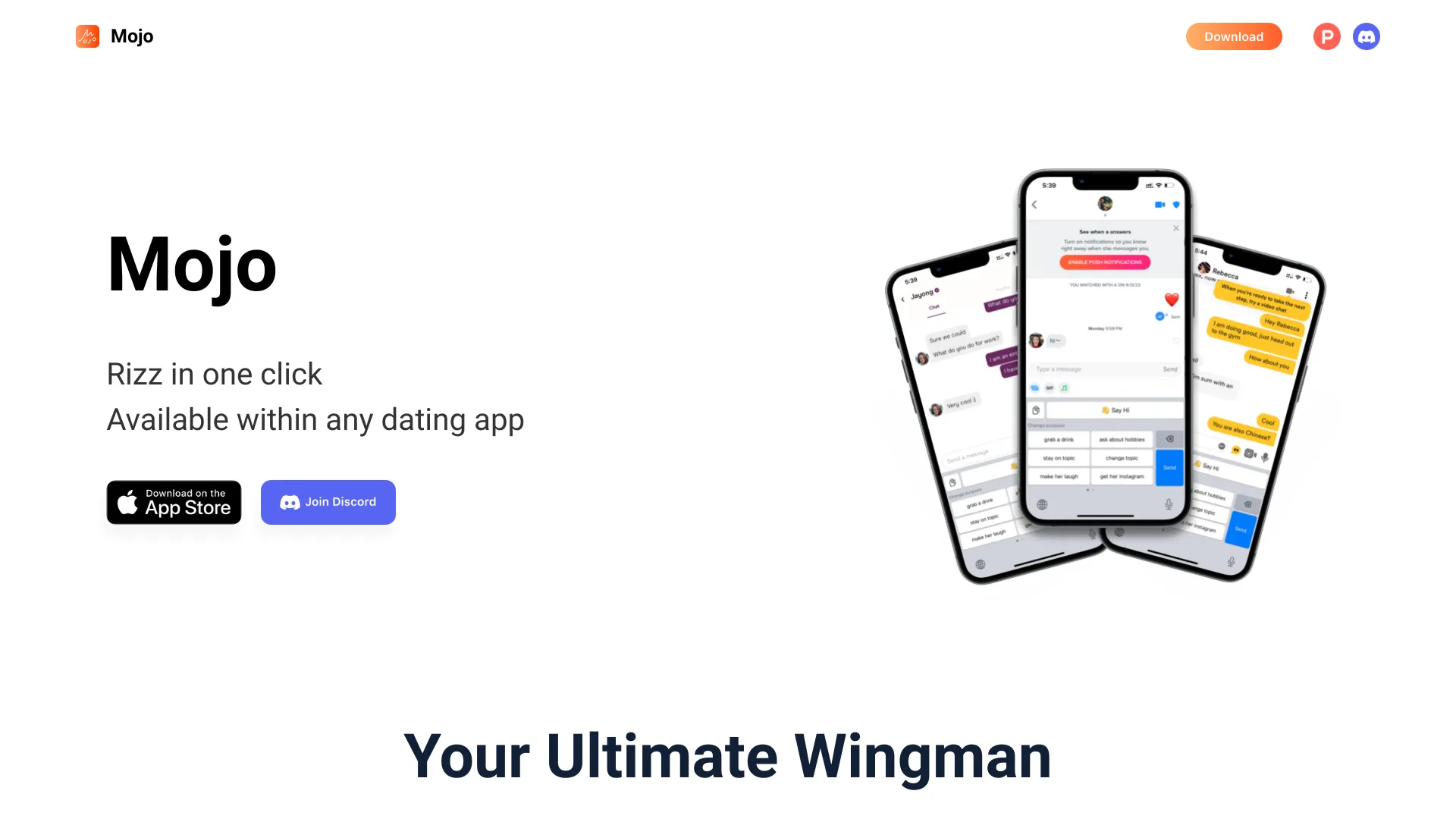 Mojo rizz – Dating App Assistant网页截图,Mojo rizz – Dating App Assistant网页快照