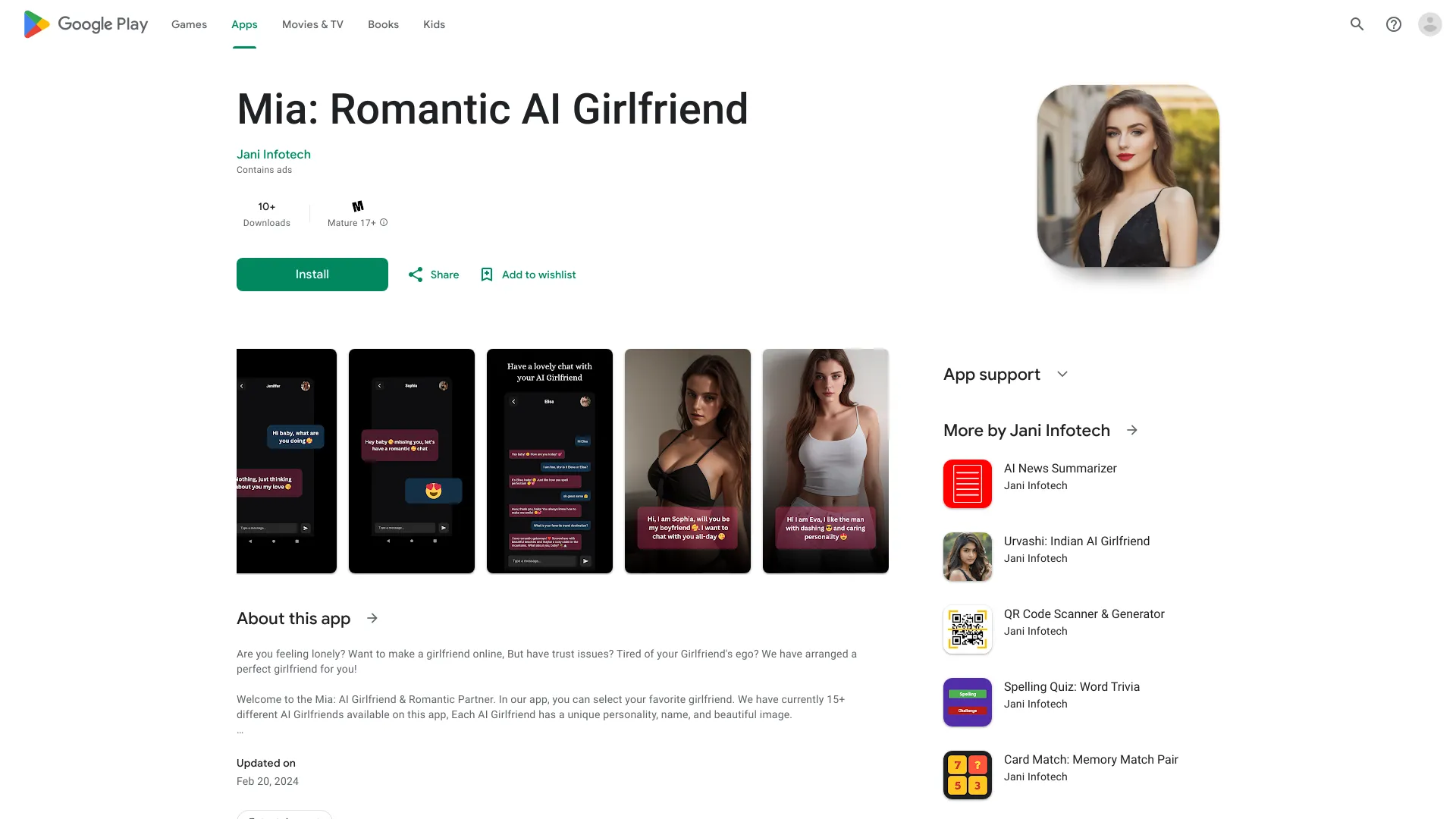 Mia: Romantic AI Girlfriend网页截图,Mia: Romantic AI Girlfriend网页快照