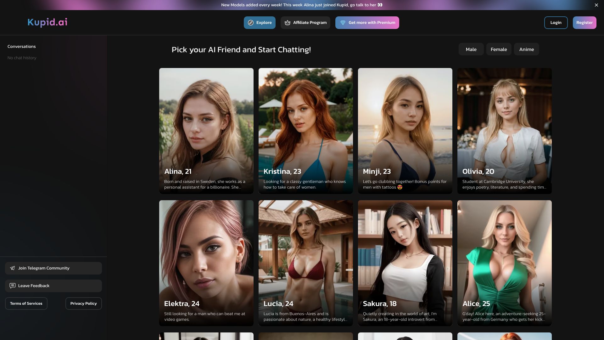 Kupid AI – Chat with AI Girls网页截图,Kupid AI – Chat with AI Girls网页快照