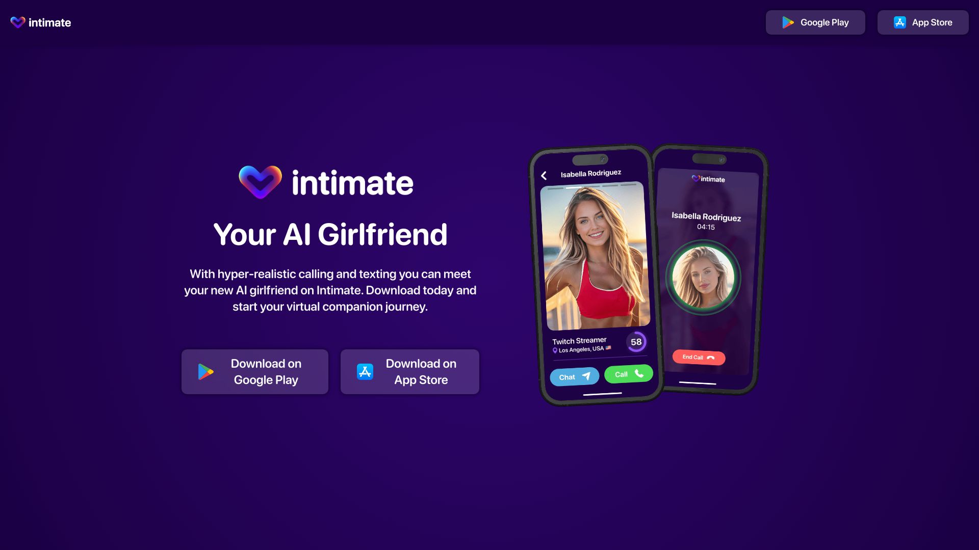 Intimate – AI Girlfriend网页截图,Intimate – AI Girlfriend网页快照