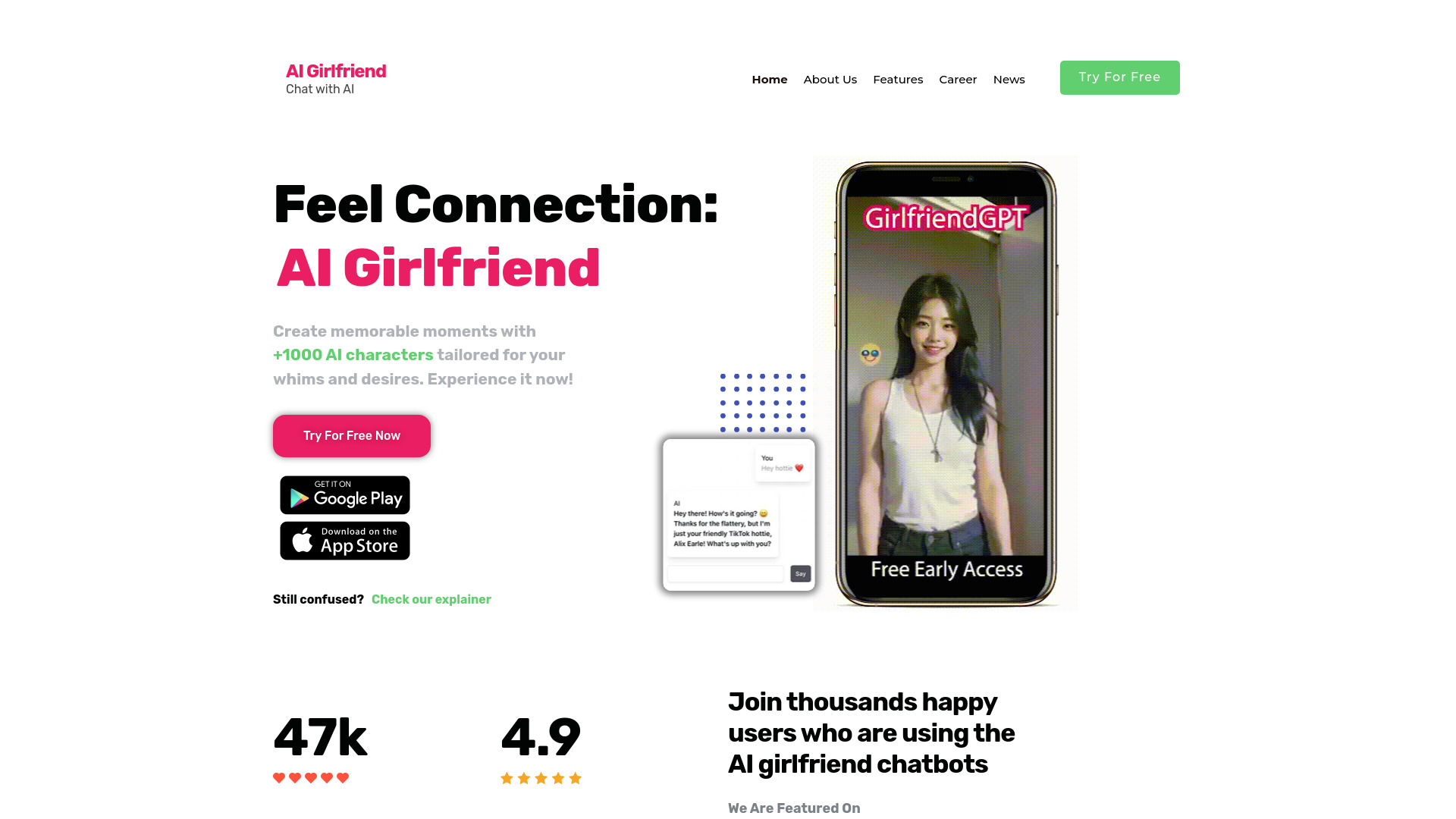 AI Girlfriend –  The Perfect Virtual GF网页截图,AI Girlfriend –  The Perfect Virtual GF网页快照