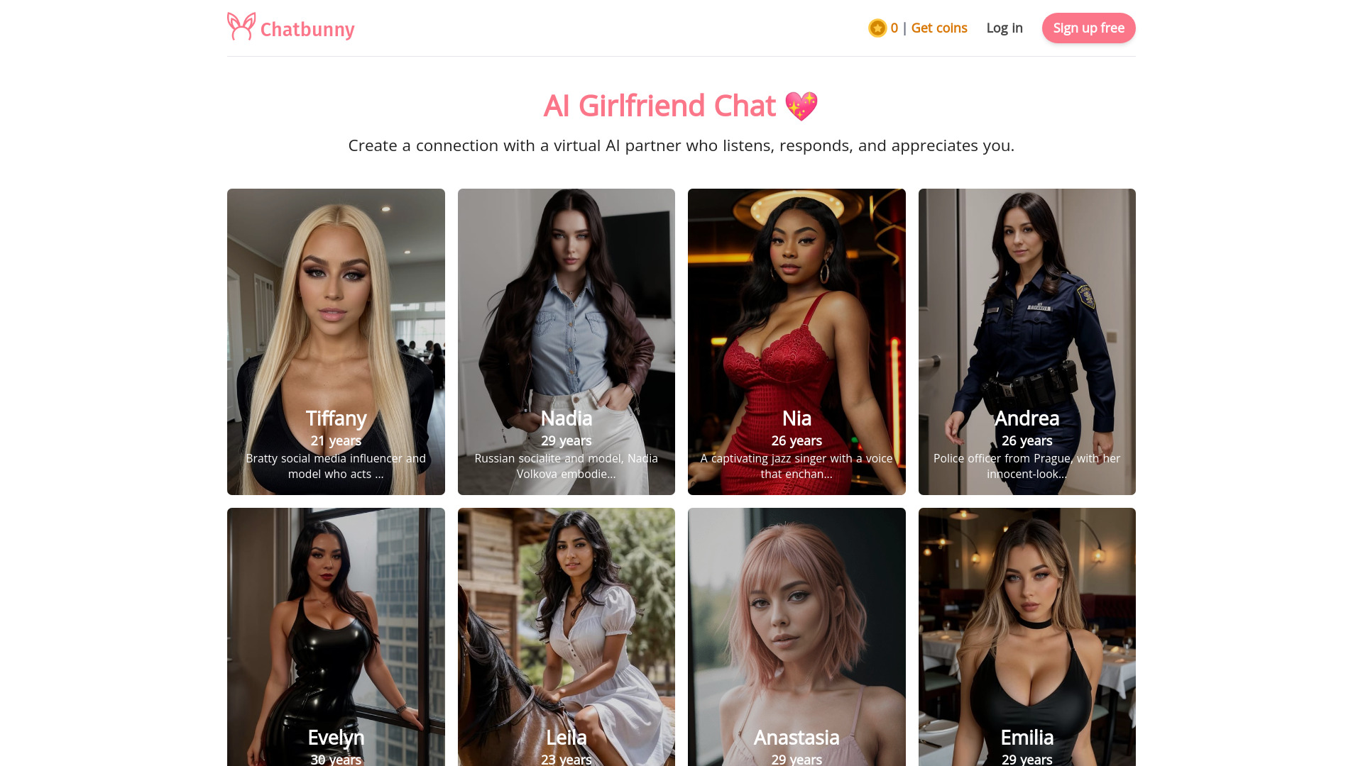 Chatbunny – AI Girlfriend网页截图,Chatbunny – AI Girlfriend网页快照