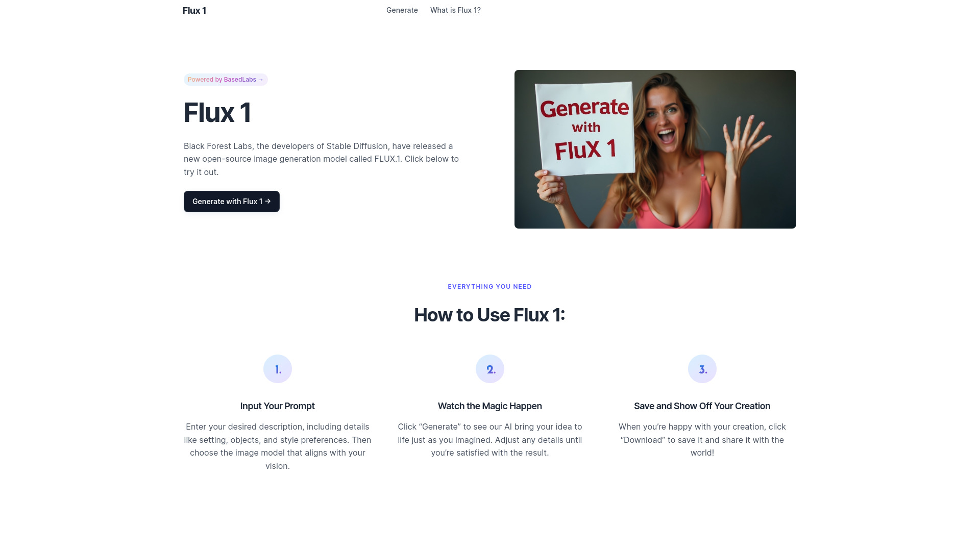 Flux 1 AI网页截图,Flux 1 AI网页快照