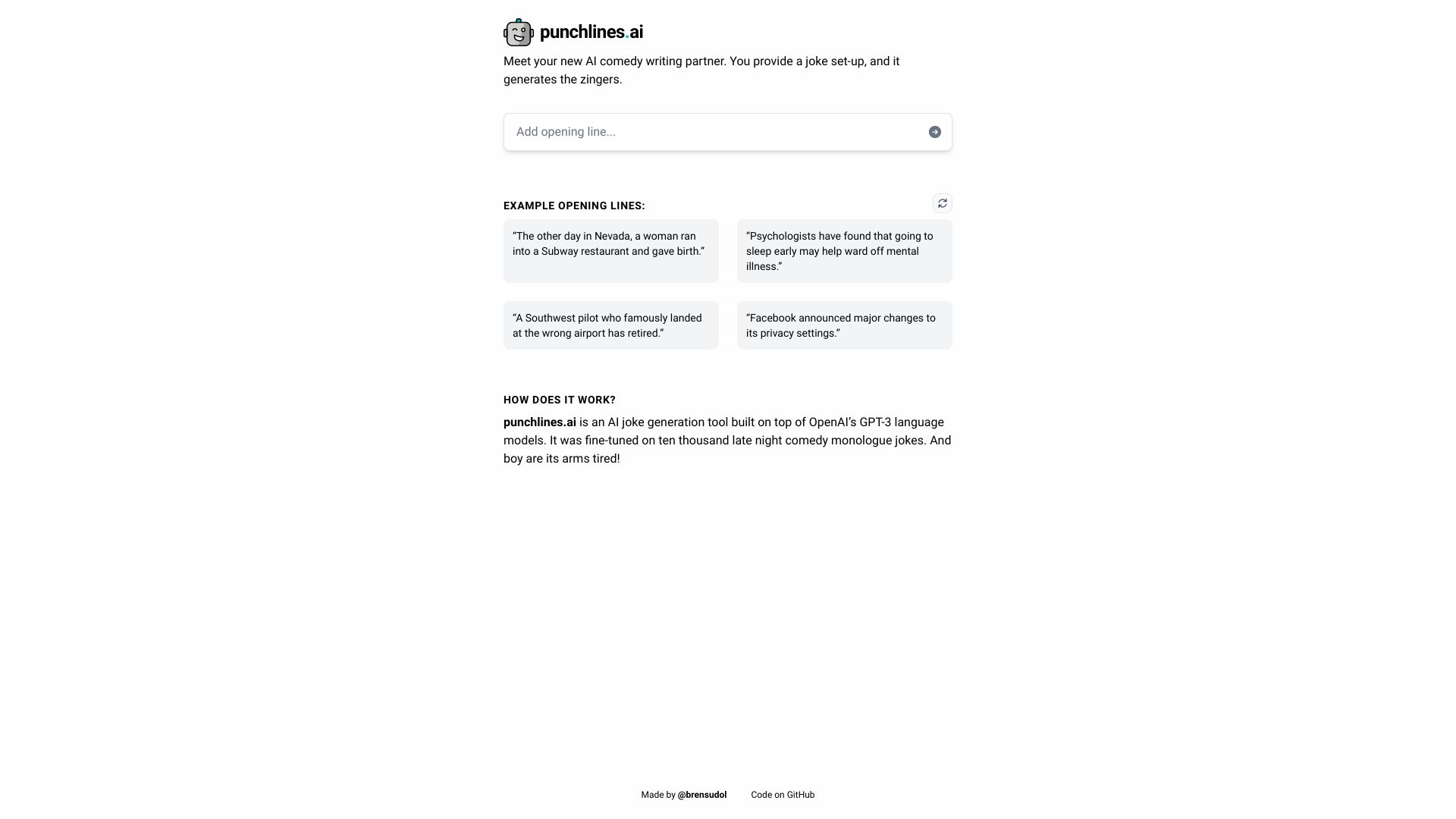 punchlines.ai :: GPT joke writing网页截图,punchlines.ai :: GPT joke writing网页快照