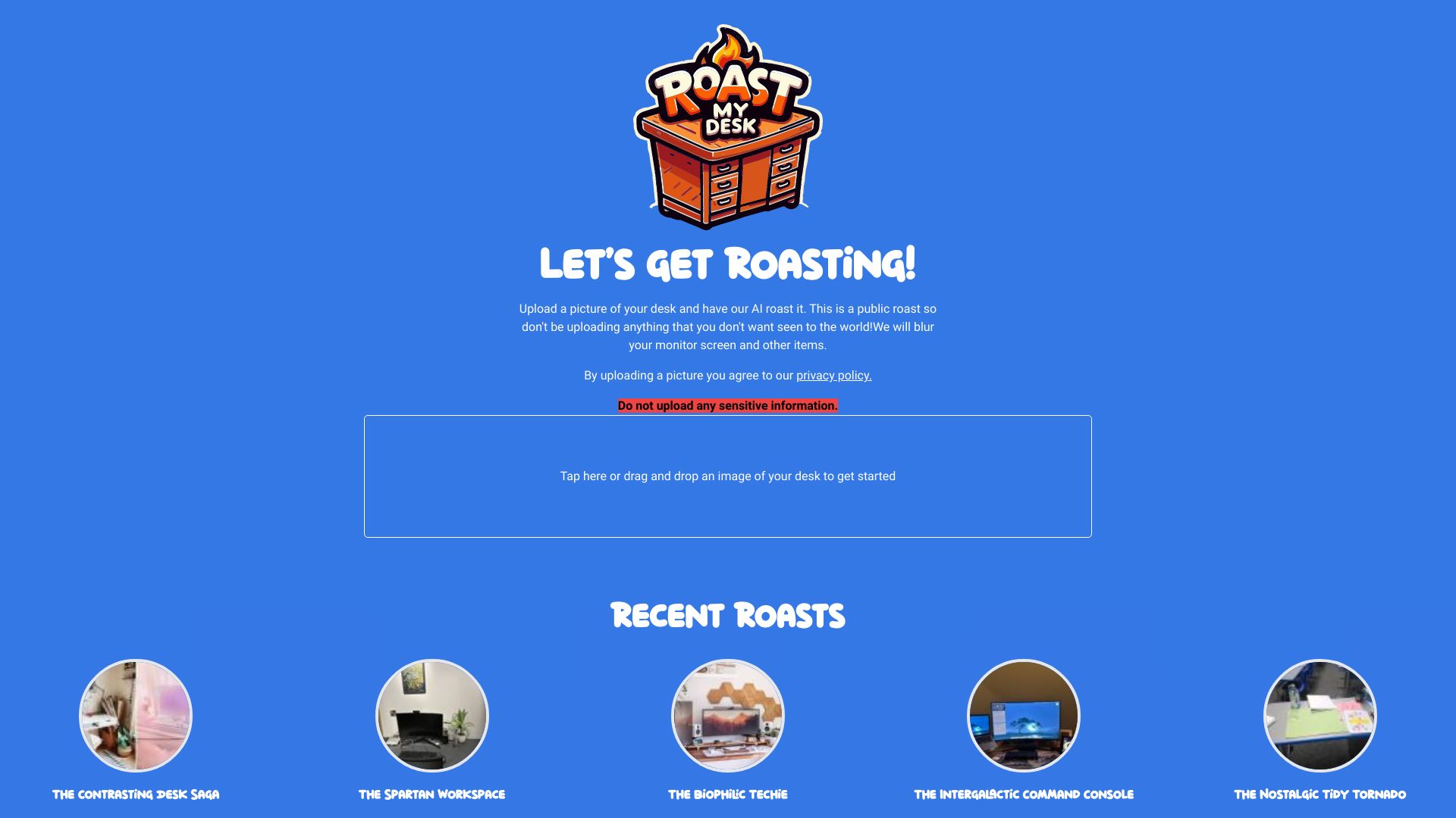 Roast my desk网页截图,Roast my desk网页快照