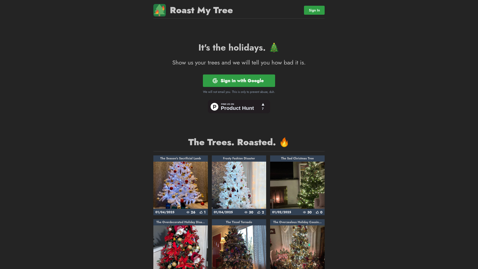 Roast My Tree网页截图,Roast My Tree网页快照