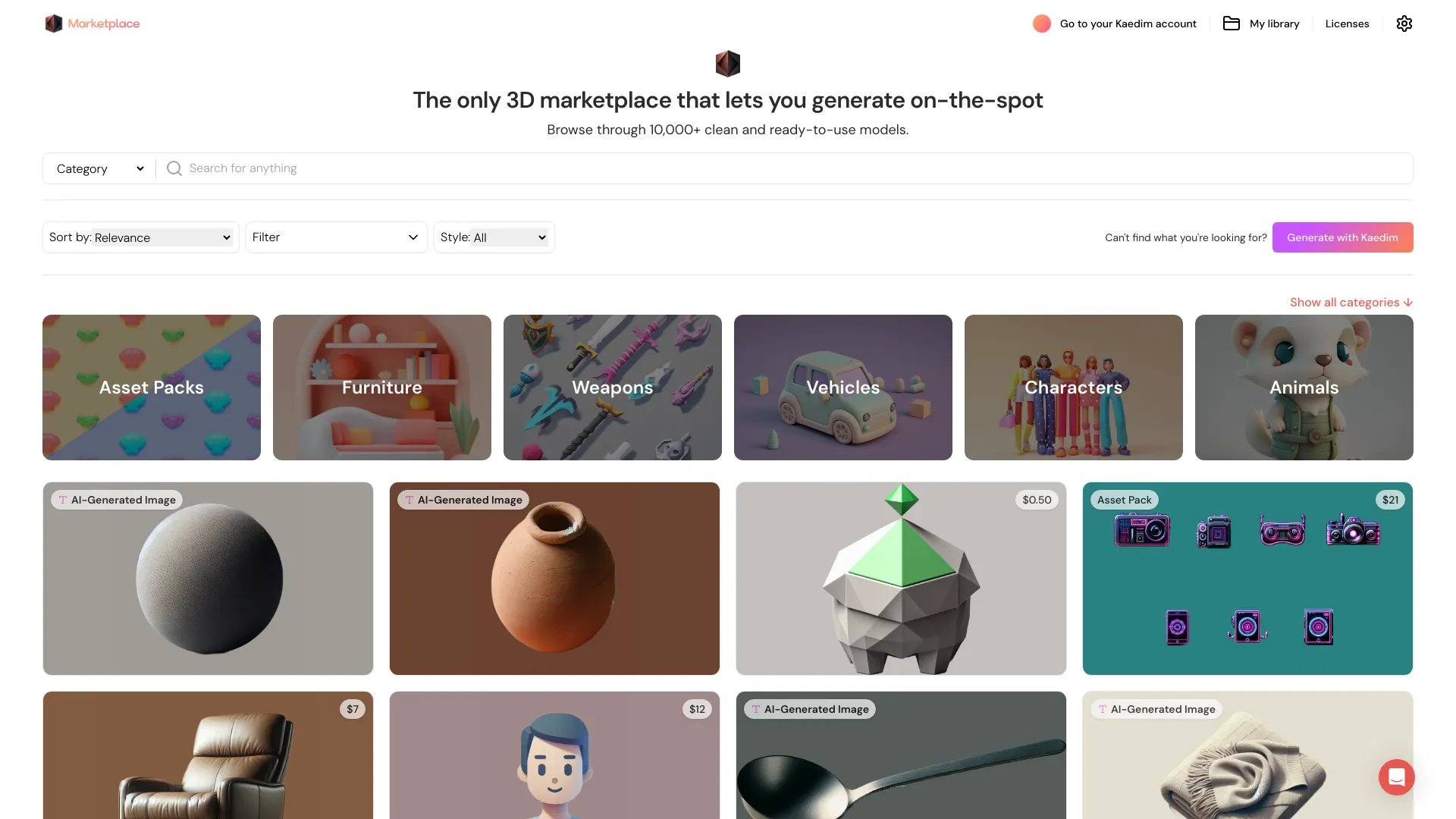 AI-powered 3D Marketplace网页截图,AI-powered 3D Marketplace网页快照
