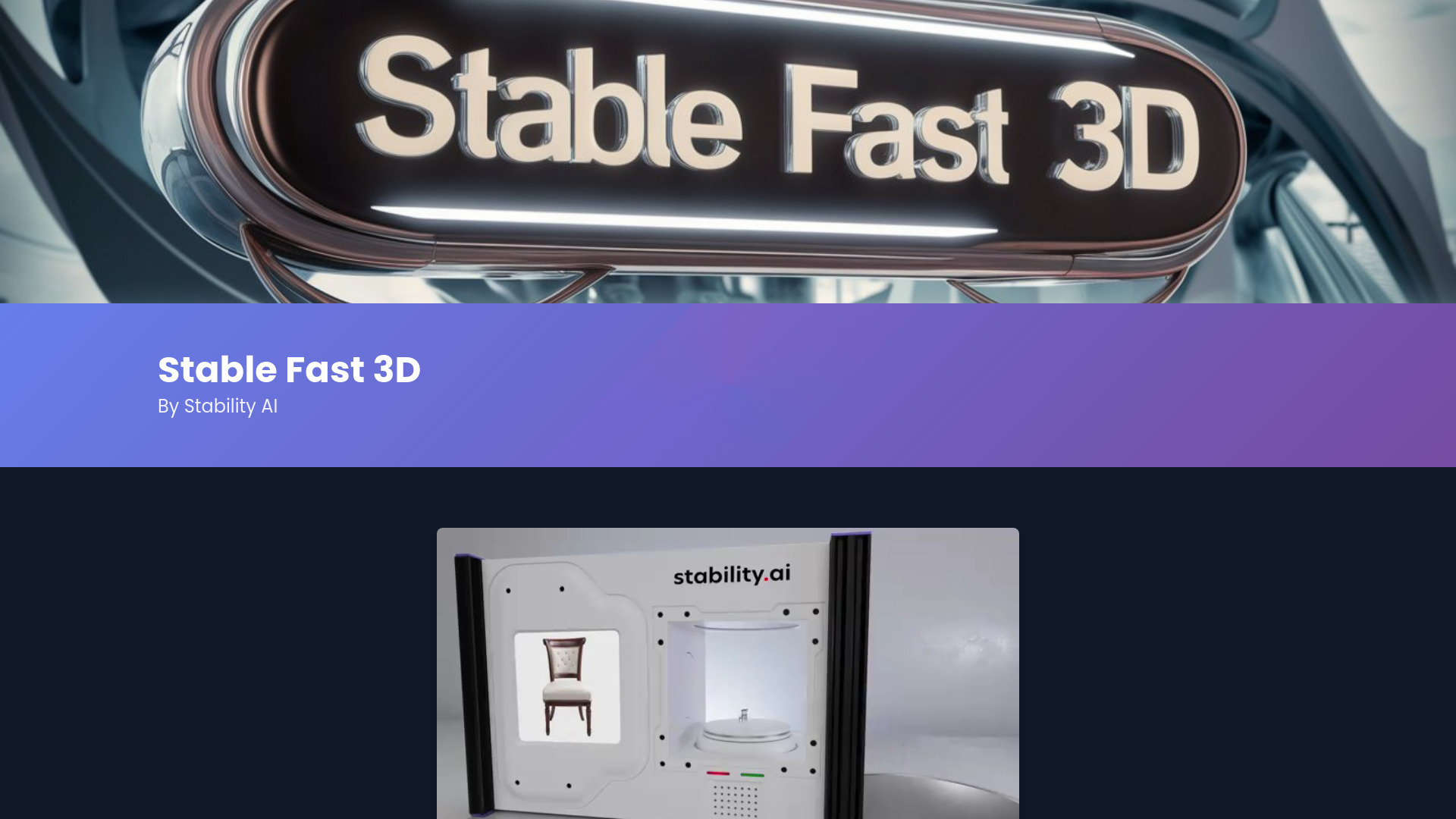 Stable Fast 3D(SF3D)网页截图,Stable Fast 3D(SF3D)网页快照