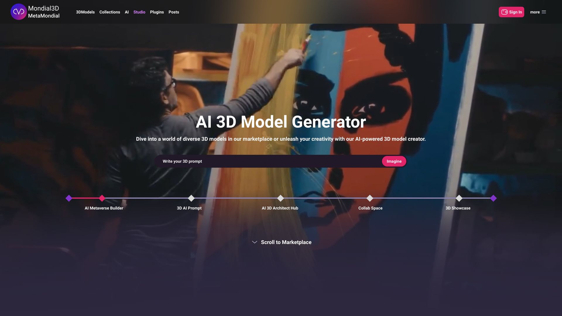 Mondial3D – AI 3D Model Generator网页截图,Mondial3D – AI 3D Model Generator网页快照