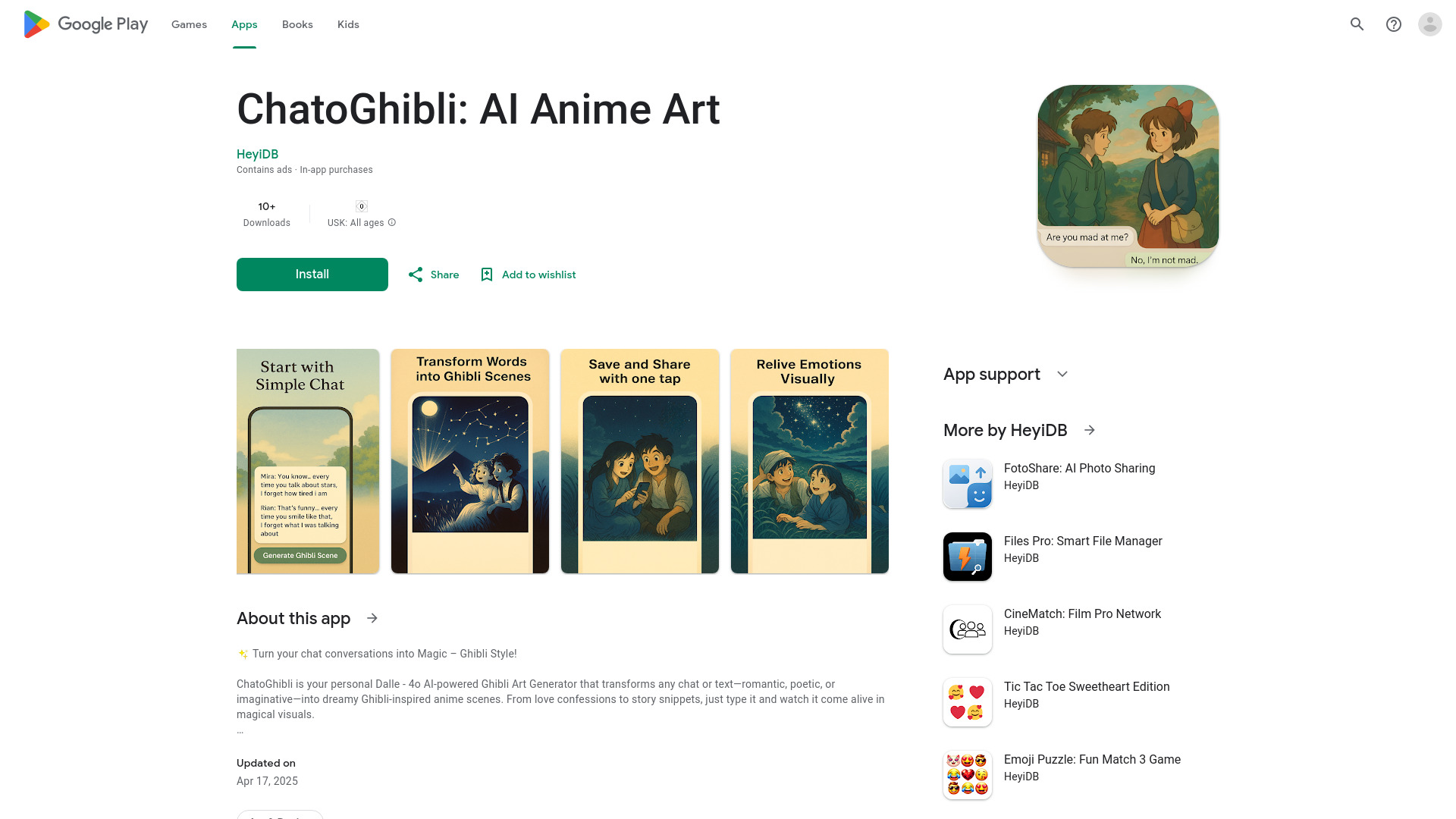 ChatoGhibli: AI Anime Art网页截图,ChatoGhibli: AI Anime Art网页快照