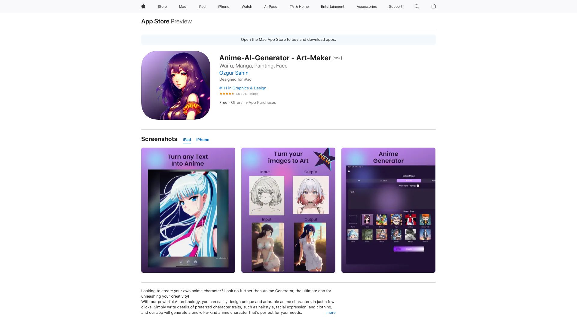 AI Anime Art Generator网页截图,AI Anime Art Generator网页快照