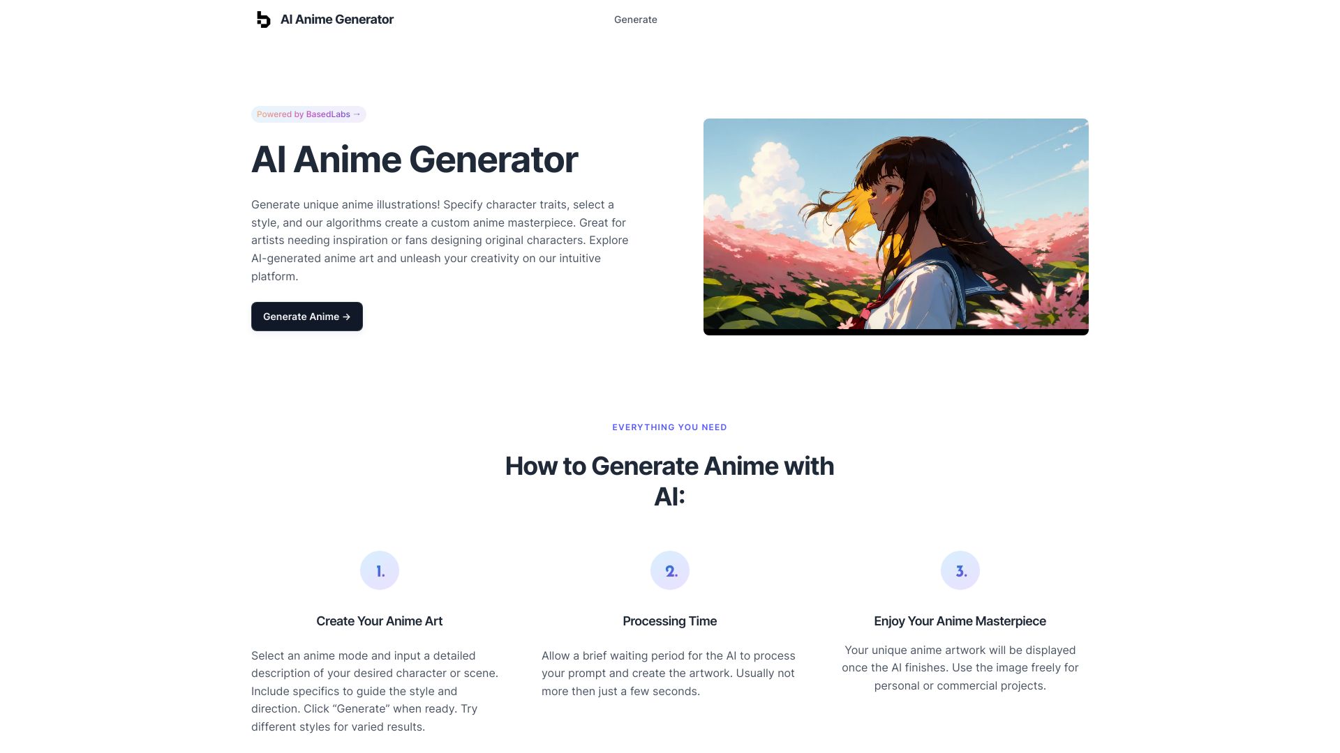 AI Anime Generator网页截图,AI Anime Generator网页快照