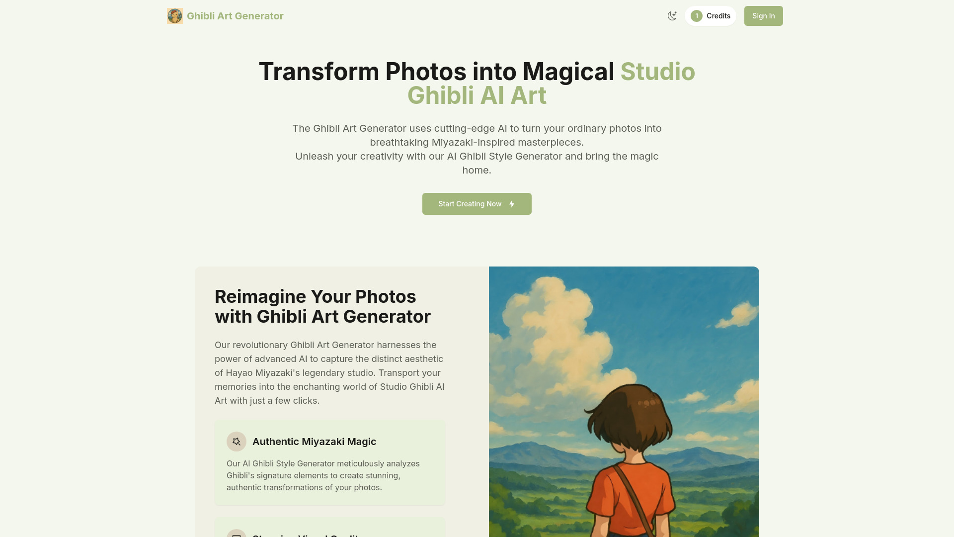 Ghibli Art Generator网页截图,Ghibli Art Generator网页快照