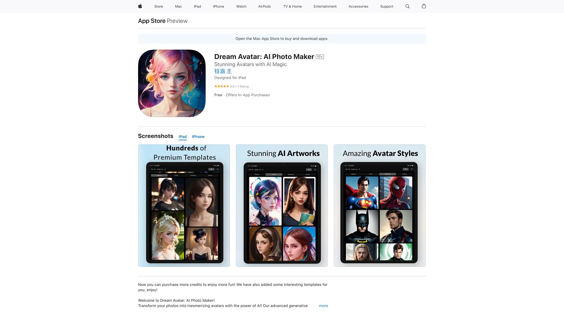 Dream Avatar: AI Photo Maker网页截图,Dream Avatar: AI Photo Maker网页快照