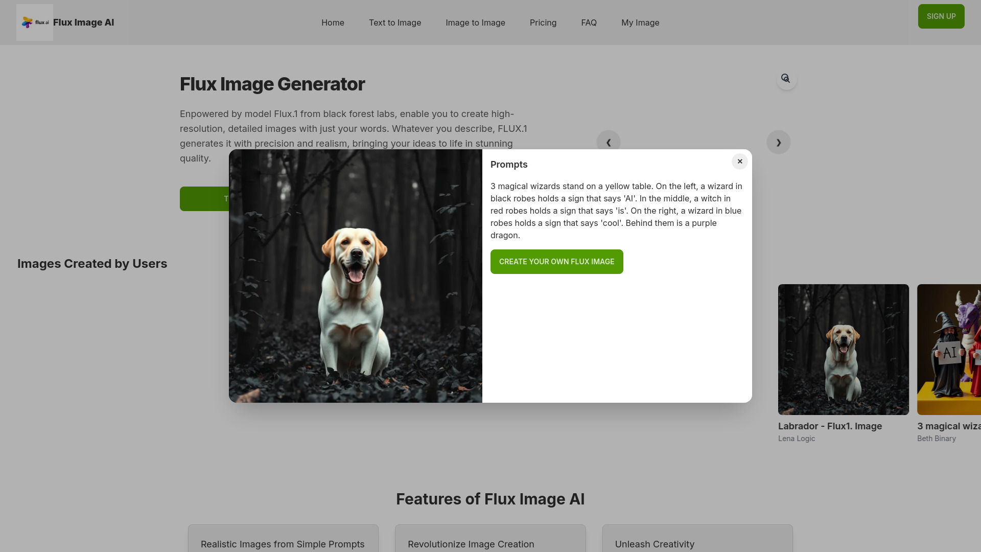 Flux Image AI – empowered prompt by GPT网页截图,Flux Image AI – empowered prompt by GPT网页快照
